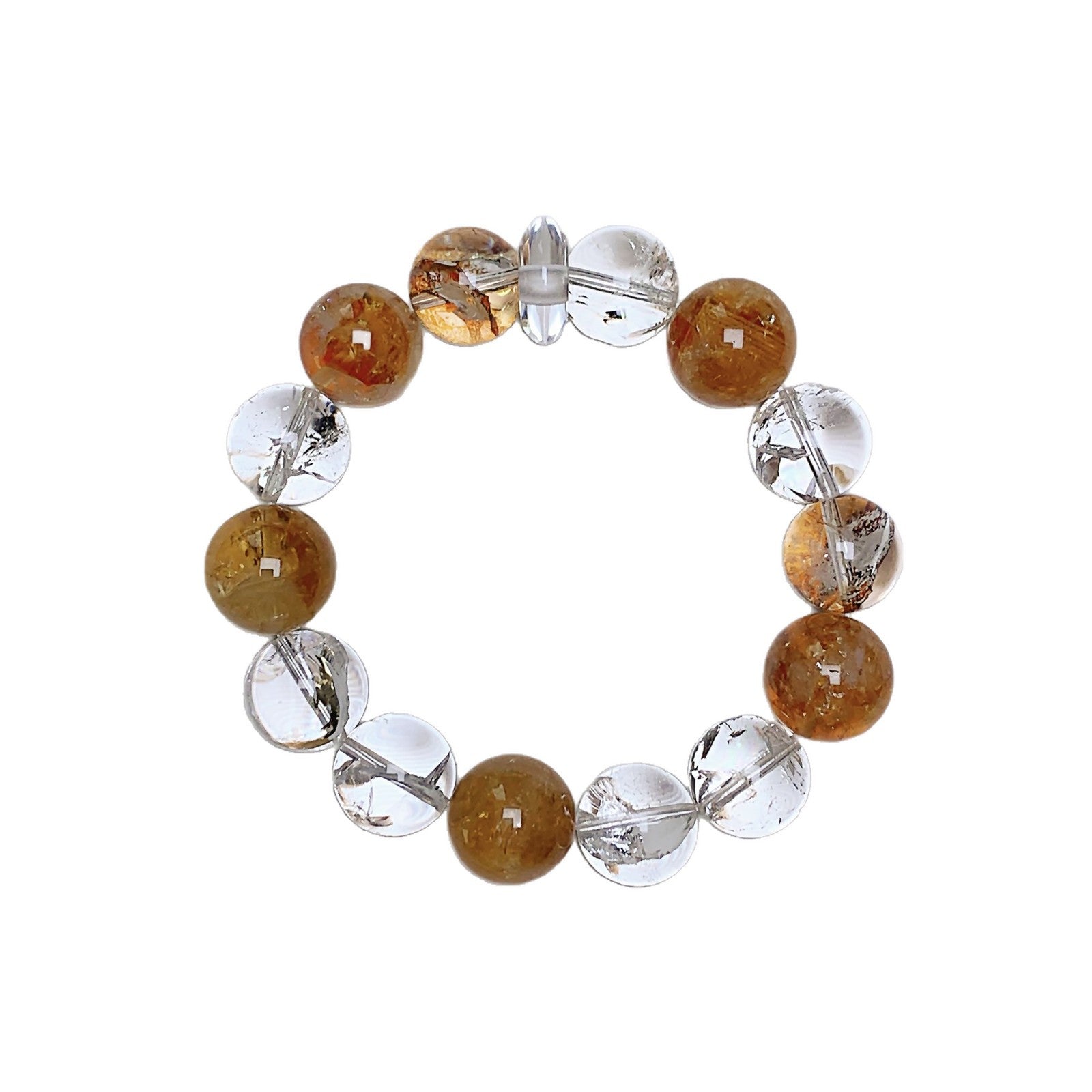 【‌Autumn in Ashes‌】Yellow Pagoda Crystal and White Crystal Multi-Gem Design Single Circle Bracelet Wholesale Crystal Bracelets