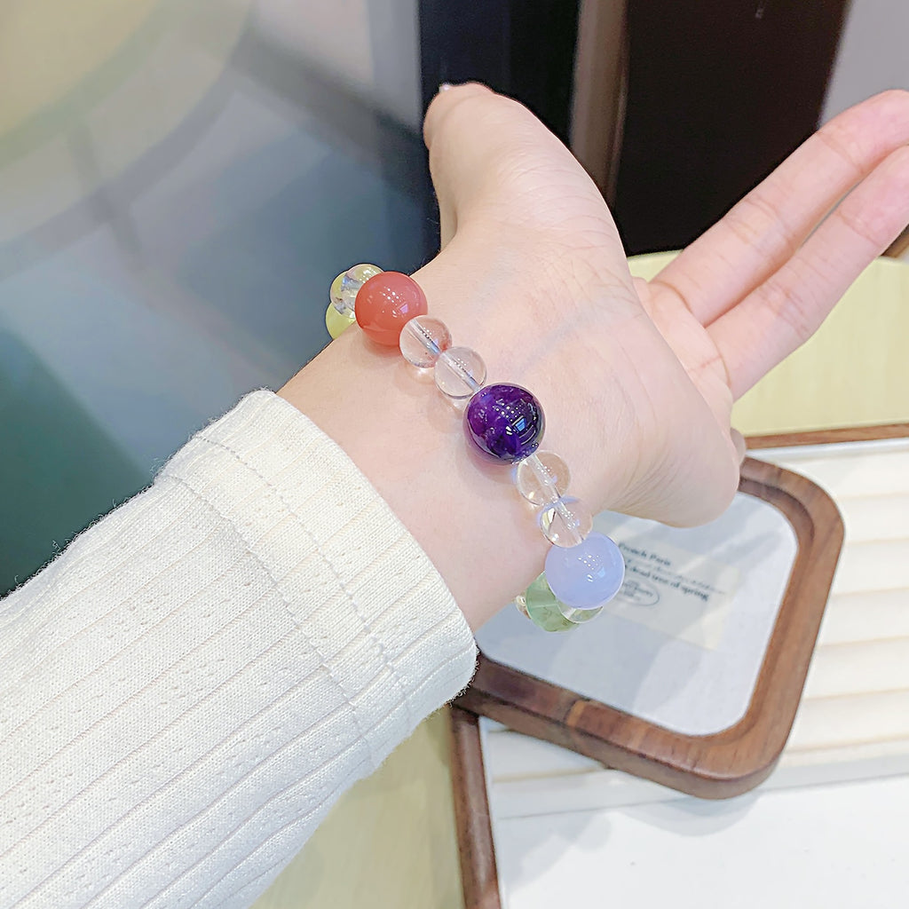 Natural Crystal Bracelet Custom White Crystal Beaded Jewelry Handmade Light Luxury Style for Women diy Color Matching