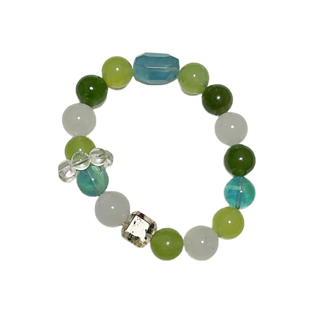 Natural Crystal Bead Bracelet Original Design White Phantom Crystal Matching Xiuyu Natural Crystal Bracelet