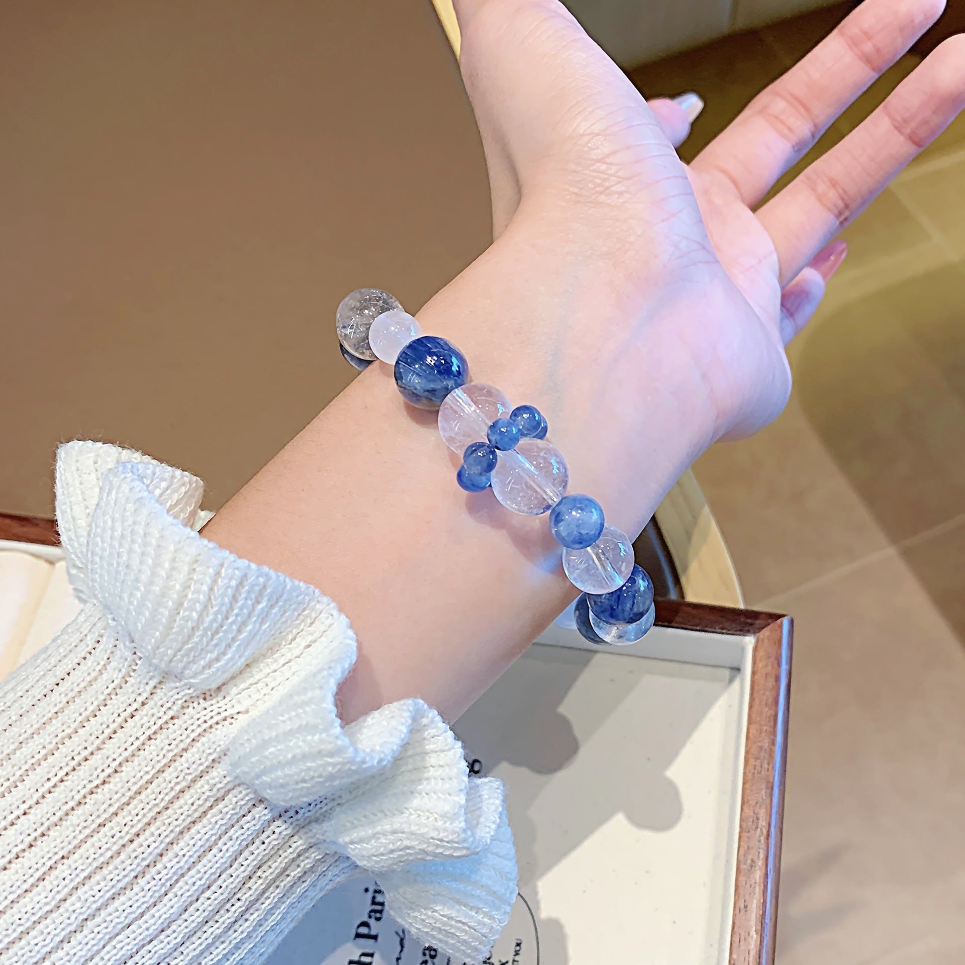 Natural blue-green fluorite crystal bracelet Natural Crystal Strand Original Design Bracelet diy Jewelry Factory Wholesale