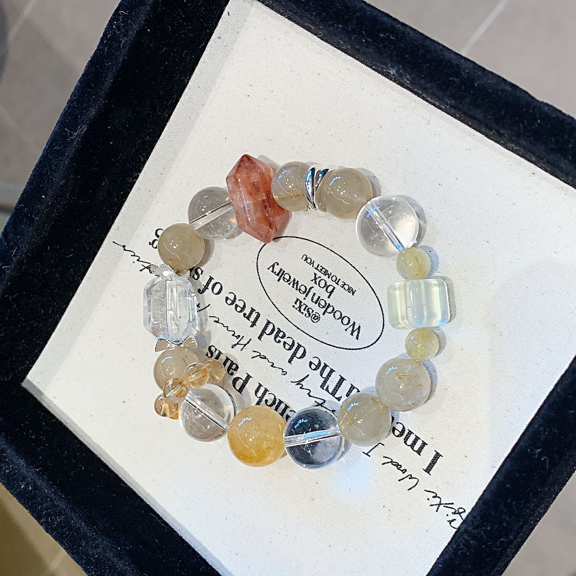 Natural Crystal Bracelet Jewelry Original Design Autumn New Crystal Bracelet Yellow Gum Flower Natural Crystal Bracelet