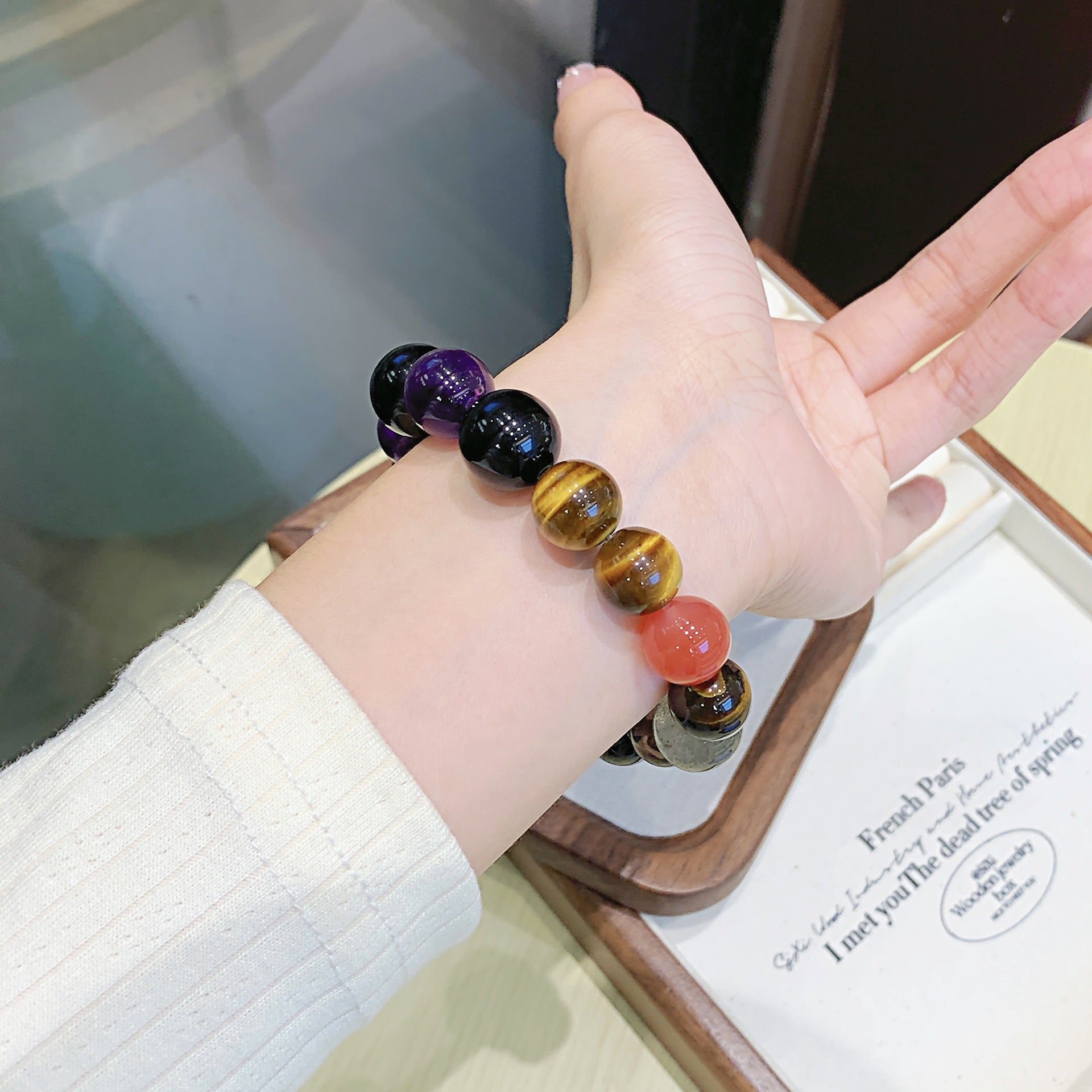 New Chinese Style Yellow Tiger Eye Beaded Bracelet Women's Light Luxury High-End Multi-Gemstone Crystal Bracelet Hot-selling Bracelet Wholesale