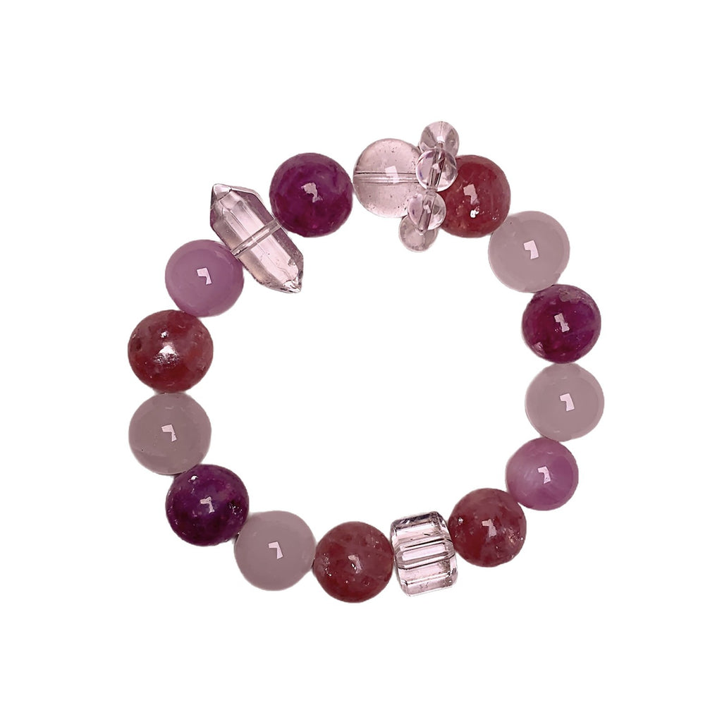 Natural Kunzite with White Phantom Stone Bracelet White Crystal Travel Original Edition Natural White Phantom Crystal Bracelet