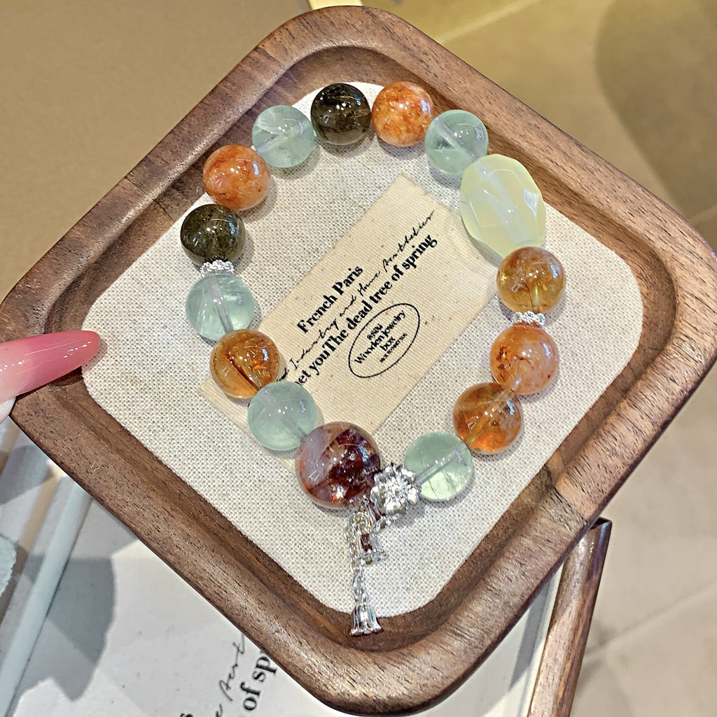 Original Design Natural Exquisite Multi-Gem Crystal Bracelet Dopamine Lemon Crystal Bracelet Yellow Pagoda Crystal Bracelet