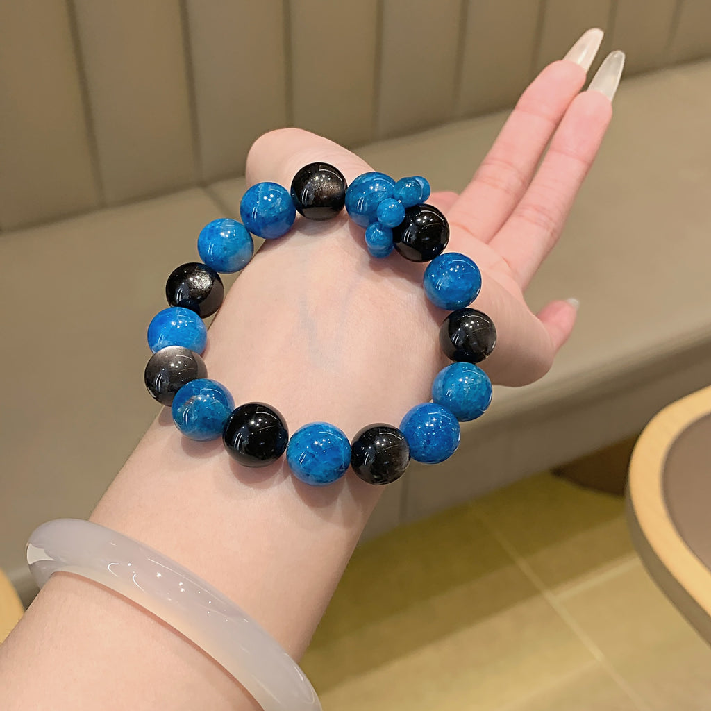 temu Hiyin TK Cross-Border Hot-Selling Bracelet Silver Obsidian European and American Fashion Bracelet Jewelry Chain Natural Crystal Bracelet