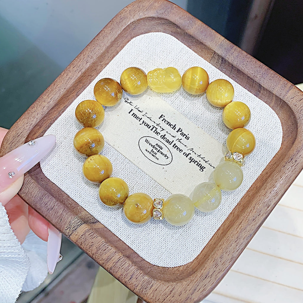 Yellow Tiger Eye Crystal Bracelet Yellow Tiger Eye Bracelet High-Quality Factory Wholesale Natural Crystal Jewelry Live Streaming Dropshipping