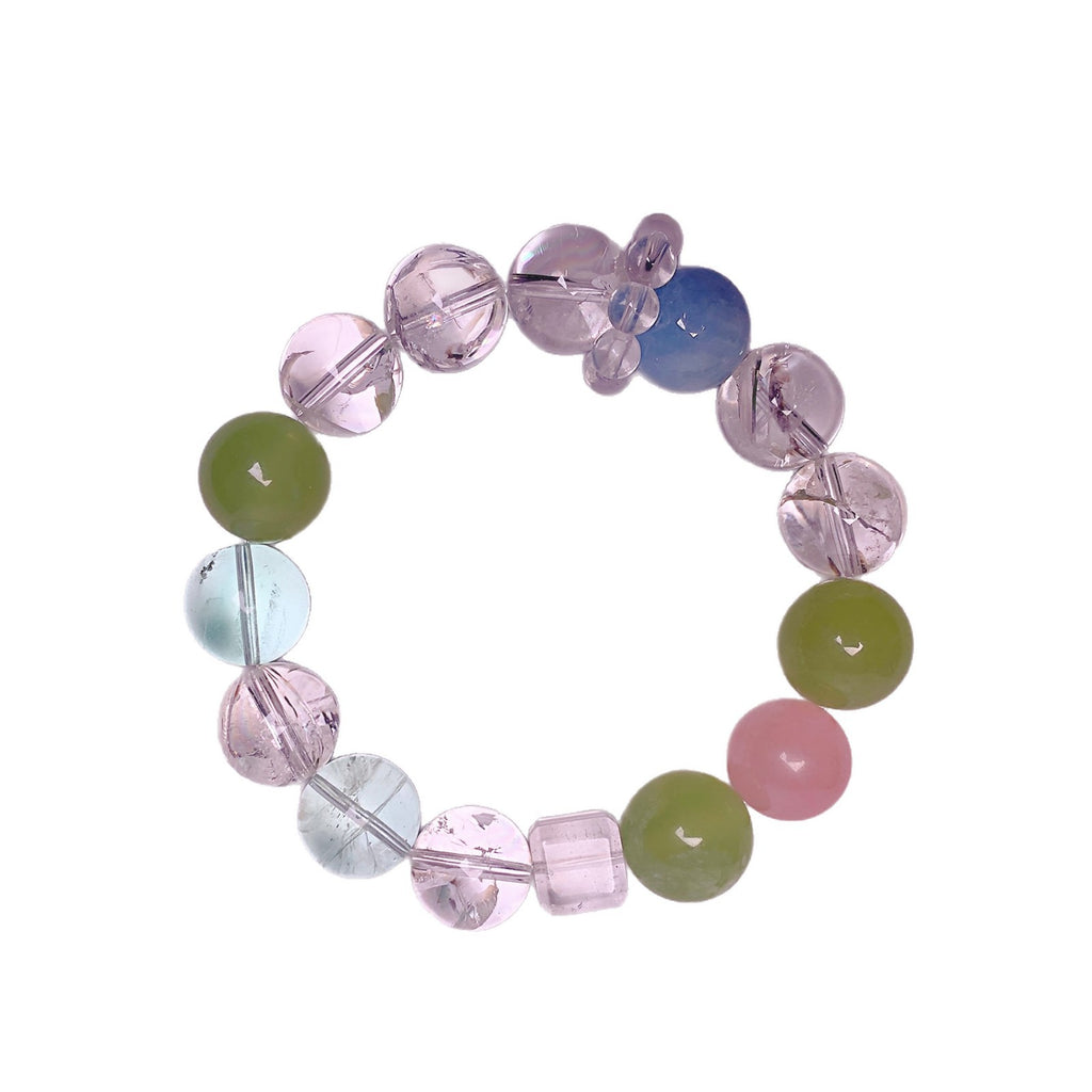Natural Aquamarine Multi-Gem Bracelet Hot-Selling Jewelry White Crystal Bracelet Design Green Fluorite Bracelet Gift