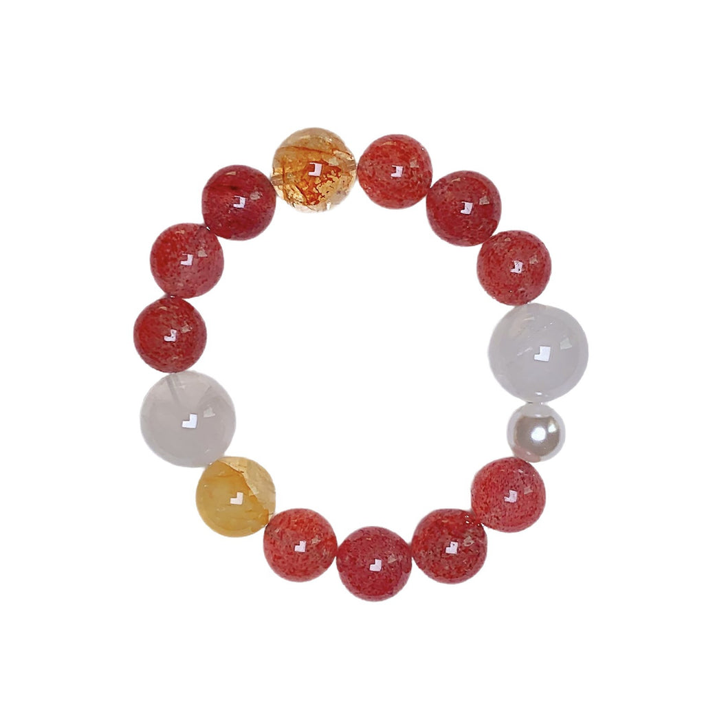 【Rose Nectar】Natural Strawberry Crystal Bracelet Handcrafted Exquisite Strawberry Crystal Bracelet Crystal Bracelet