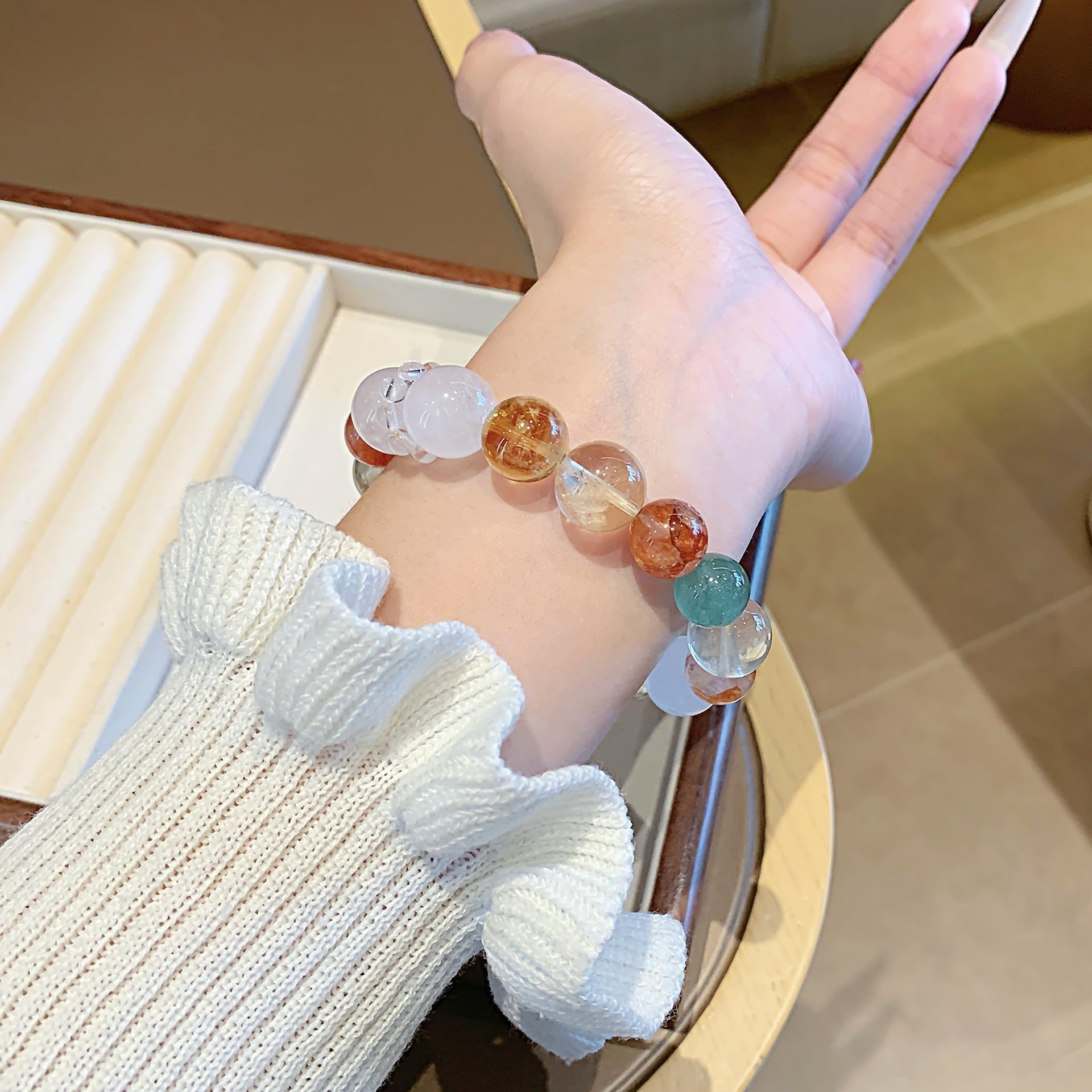 Original Design Natural Crystal Large Grain Multi Treasure Bracelet Factory Wholesale Red Gum Flower Crystal Bracelet