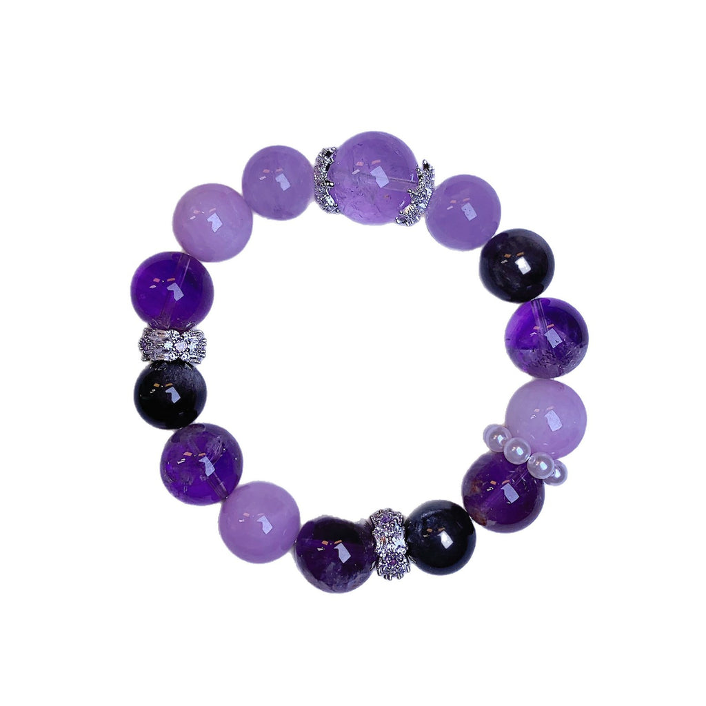 Natural Amethyst Purple Mica Bracelet Women's Large Crystal Pink Quartz Bracelet Unique Niche Crystal Beaded Jewelry Chain