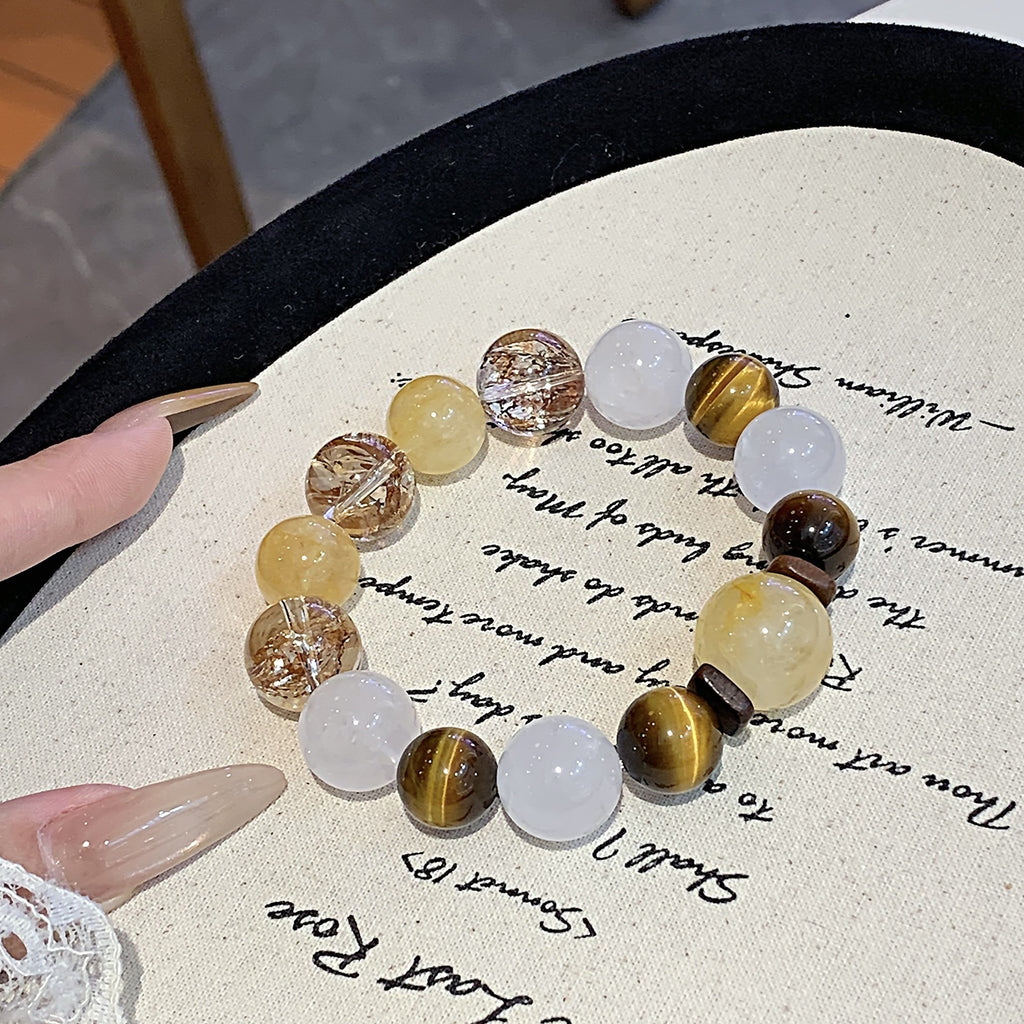 Natural Crystal Bracelet Jewelry Wholesale Original Design Crystal Bracelet with a Sense of Sophistication Yellow Tiger Eye Bracelet Crystal