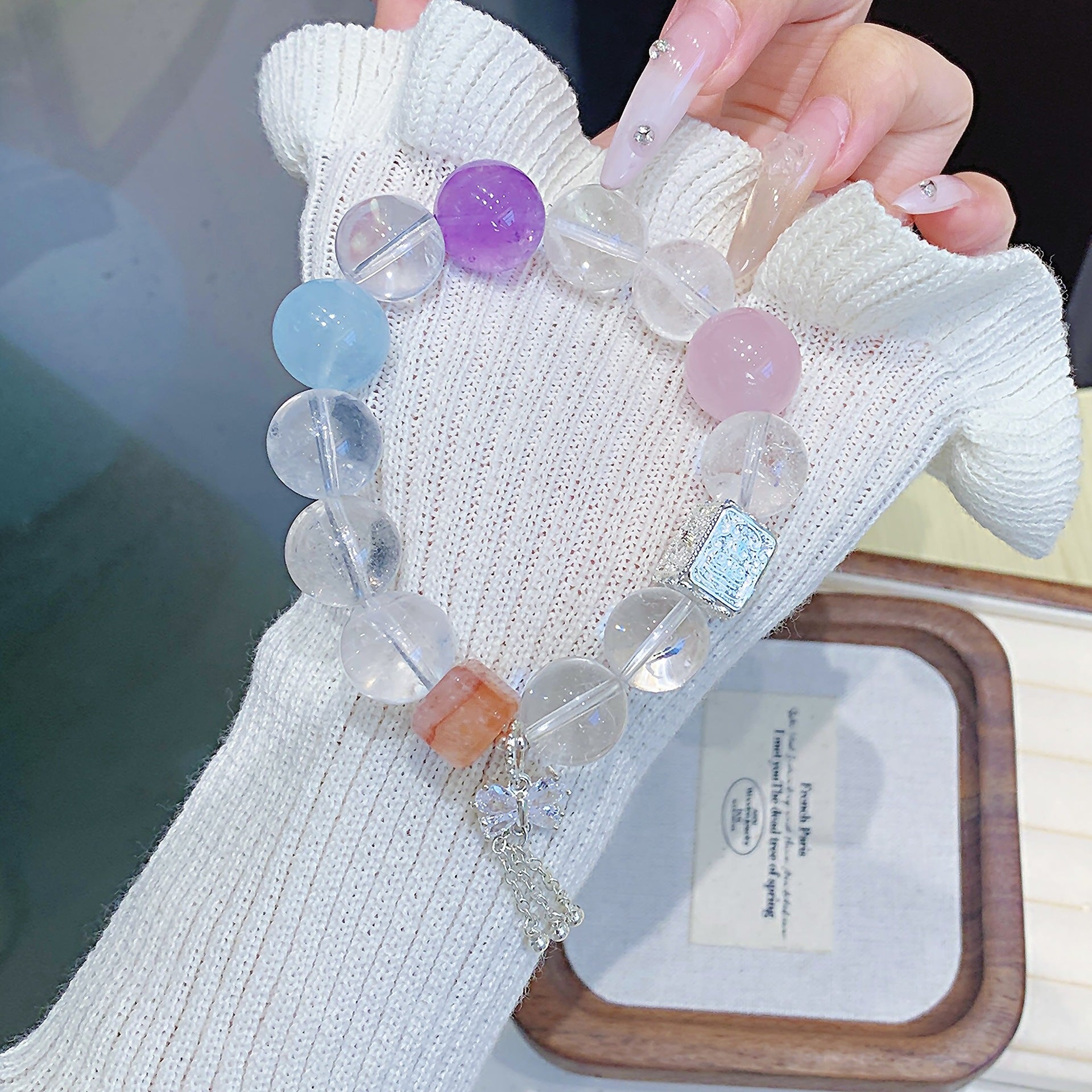 White Crystal Bracelet Bow Accessories Natural Crystal Bracelet Jewelry diy Wholesale Crystal Bracelets Crystal Chain