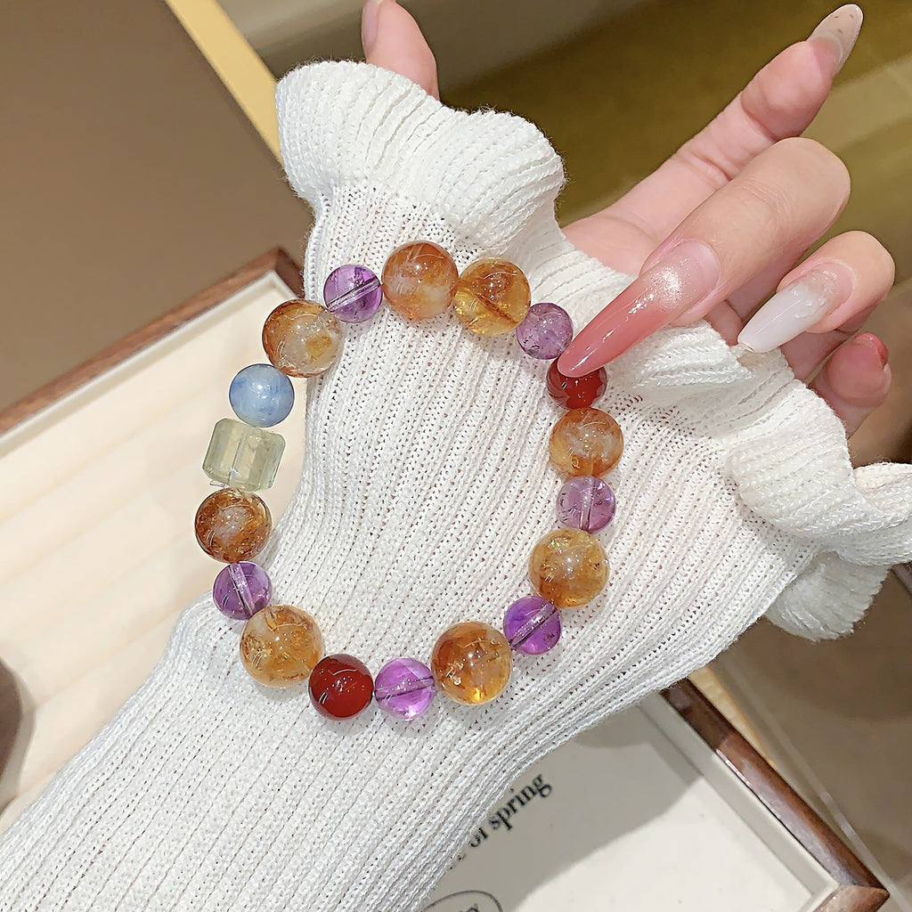 Natural Crystal Bracelet Jewelry diy Natural Crystal Bracelet Cross-border Hot-Selling Jewelry Bracelets Yellow Pagoda Crystal Bracelet