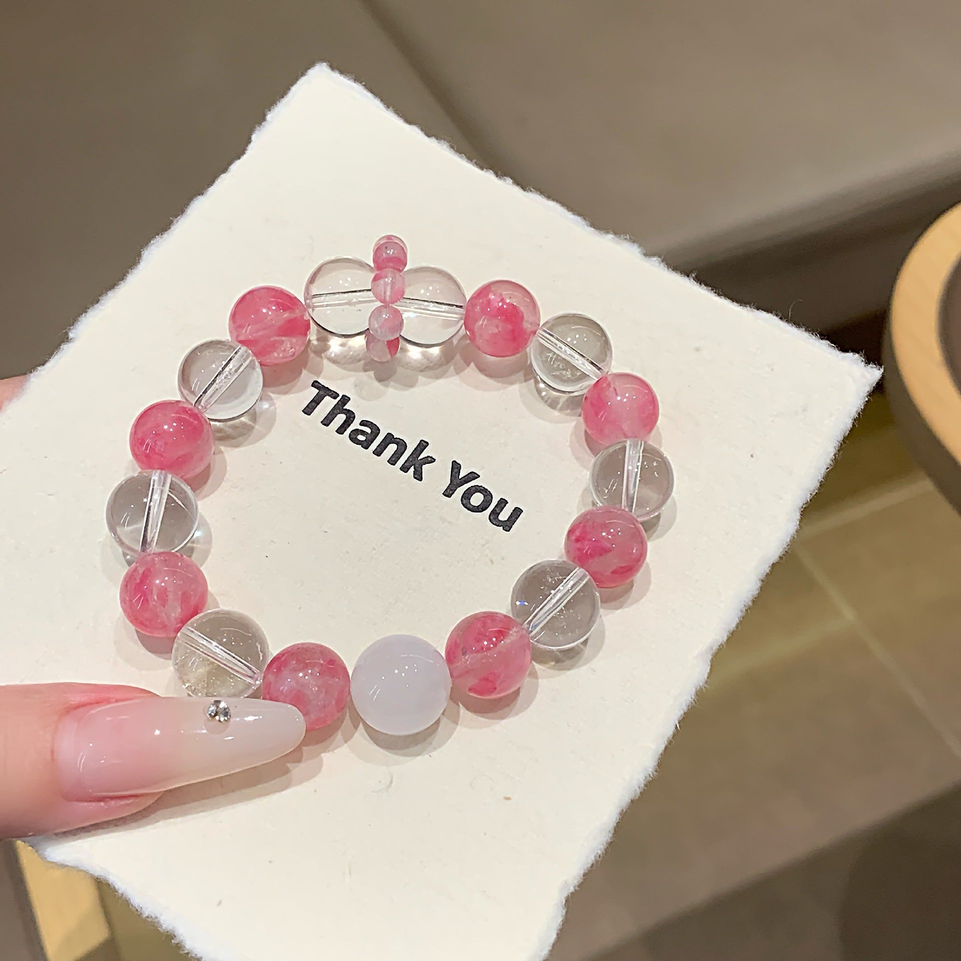 Minimalist Design Crystal Bracelet Light Luxury Versatile Fashion Best Friend Beaded Jewelry Sakura Rain Crystal Bracelet
