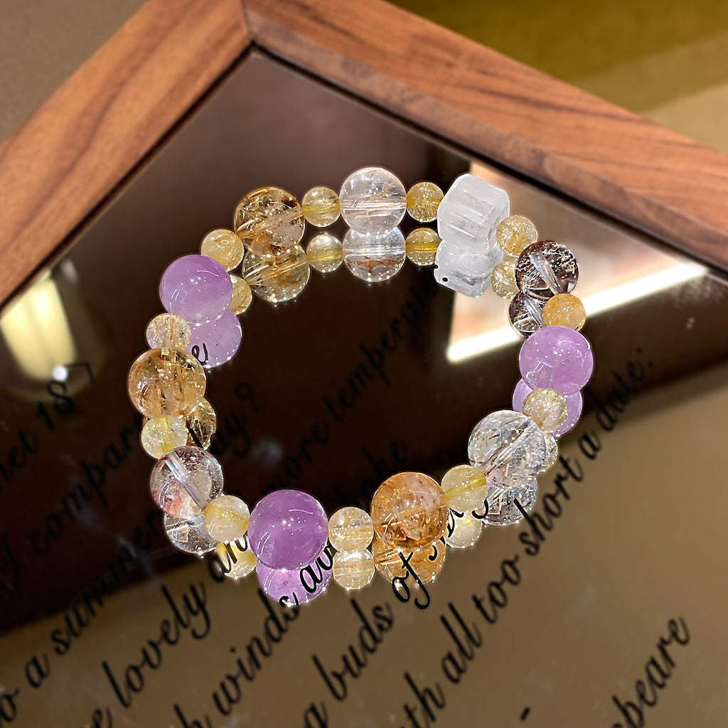 Natural Crystal Bracelet Natural Crystal Bracelet Cross-border hot Handmade Beaded Jewelry Yellow Pagoda Crystal Multi-Treasure Crystal Bracelet