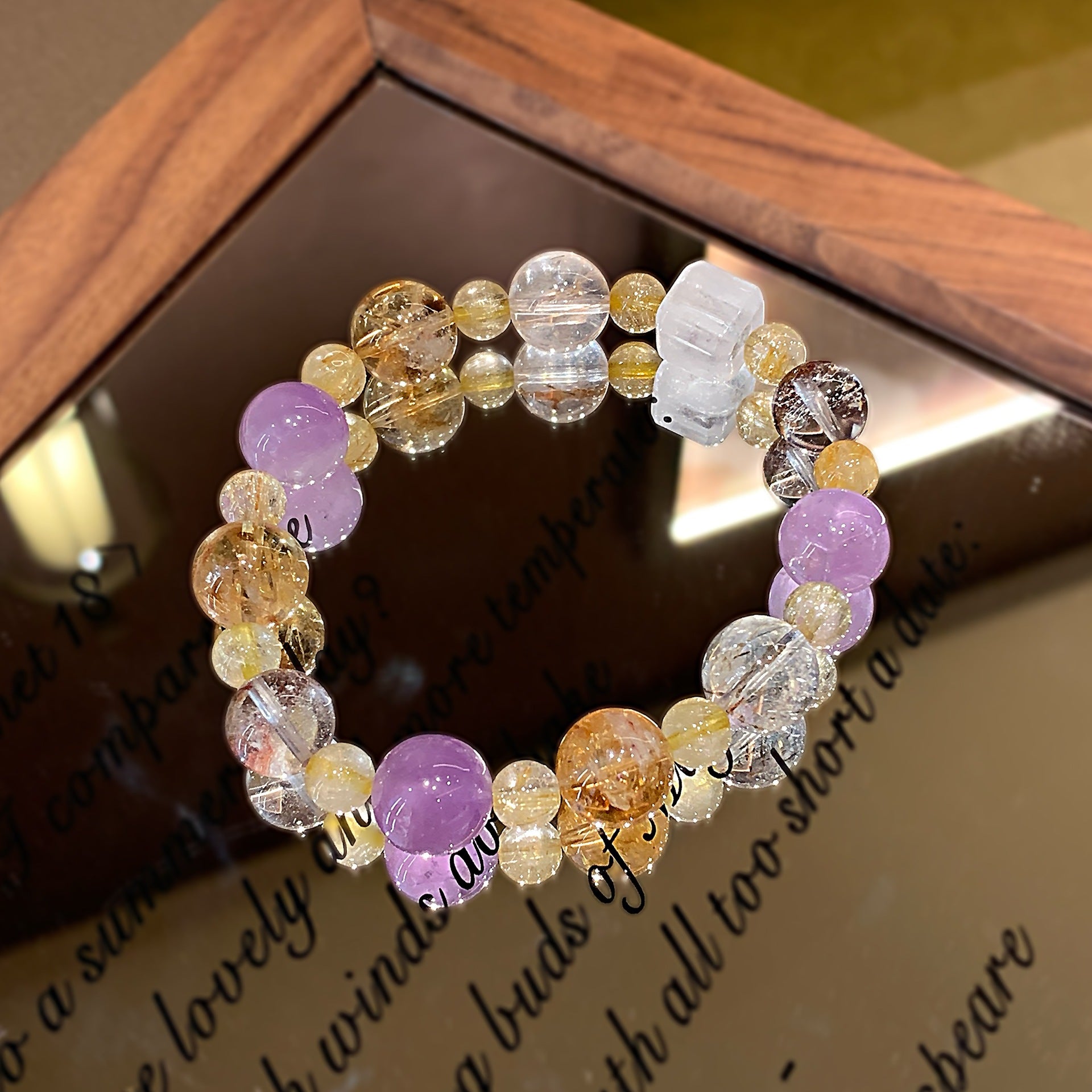 Natural Crystal Bracelet Natural Crystal Bracelet Cross-border hot Handmade Beaded Jewelry Yellow Pagoda Crystal Multi-Treasure Crystal Bracelet