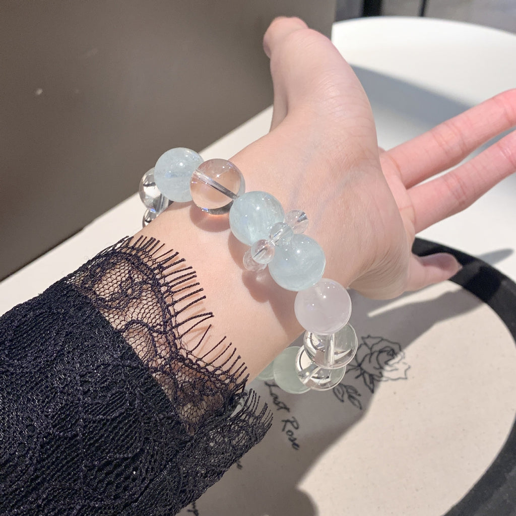 【Darcy's Morning Mist】Natural Aquamarine White Crystal Bracelet Cool Feeling High-Quality Original Fashion Simple Bracelet