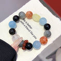 【Loulan】Natural Aquamarine Yellow Gum Flower Multi-Gem Bracelet Fashionable and Versatile Women's Jewelry Crystal Beads