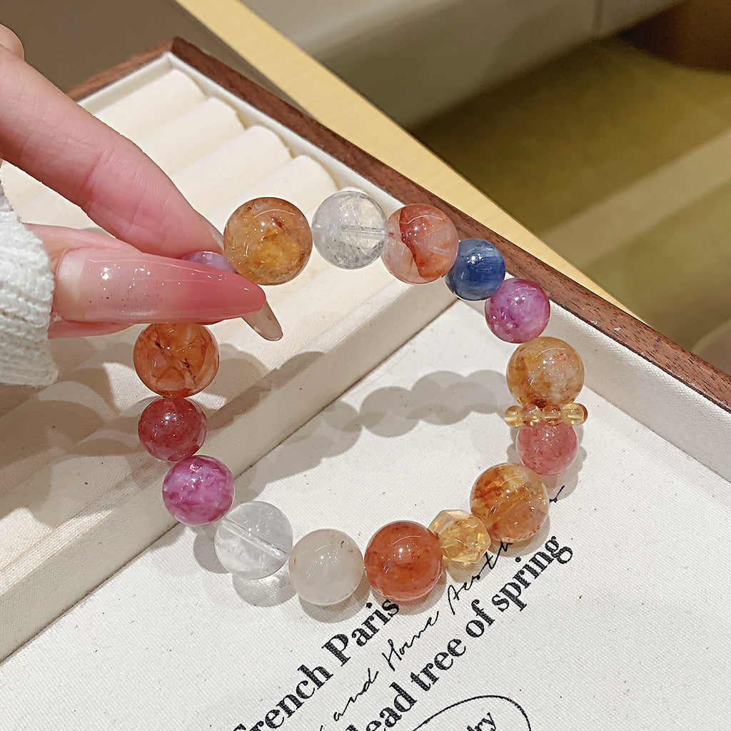 Red Gum Flower Natural Crystal Bracelet Seven Color Series Multi-Gem Crystal Bracelet Hot-Selling Jewelry Crystal Bracelet