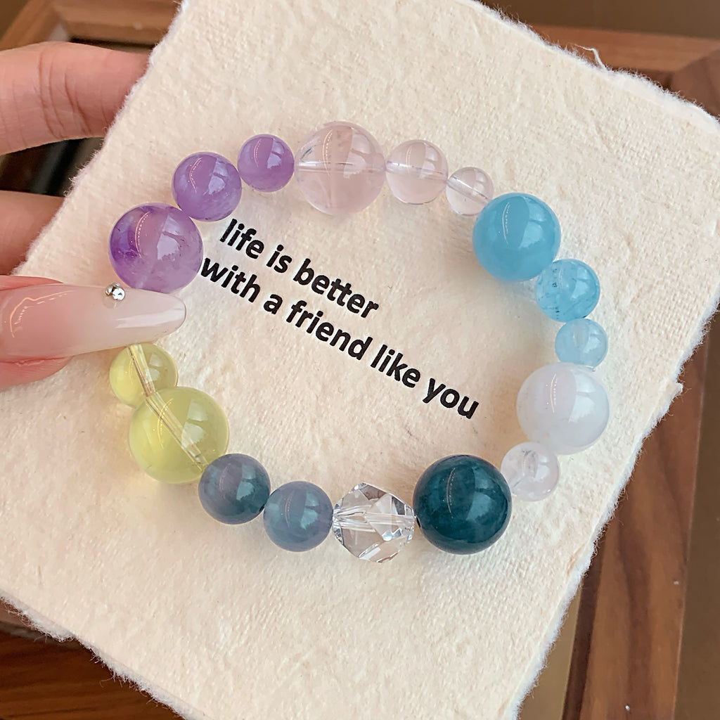 Natural Multi-Gemstone Crystal Bracelet Dopamine Crystal Bracelet Original Niche Design Blue and Green Fluorite Crystal Bracelet