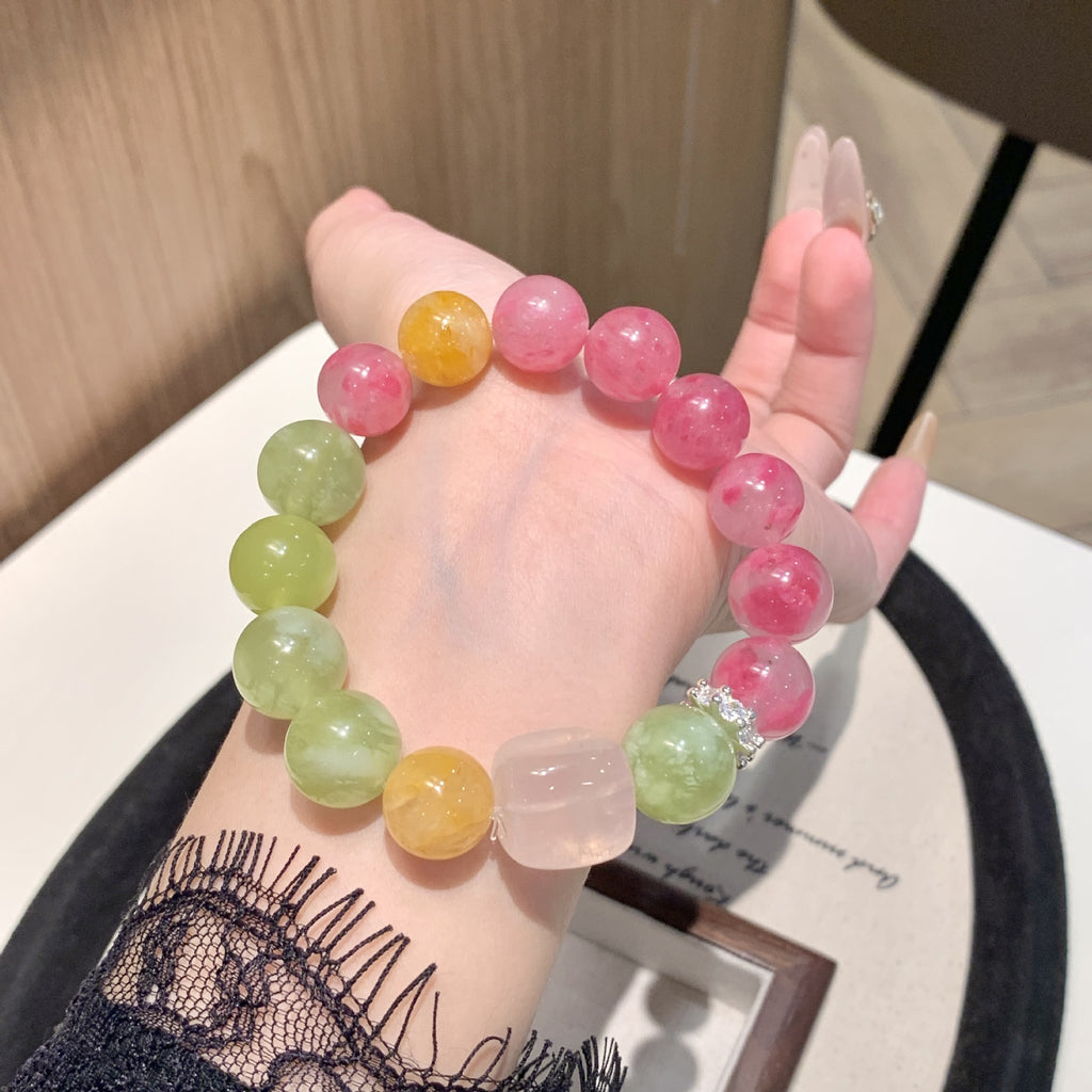 Natural Rose Quartz Crystal Bracelet for Women Fashion Niche Original Design Exquisite Versatile High-end Jewelry