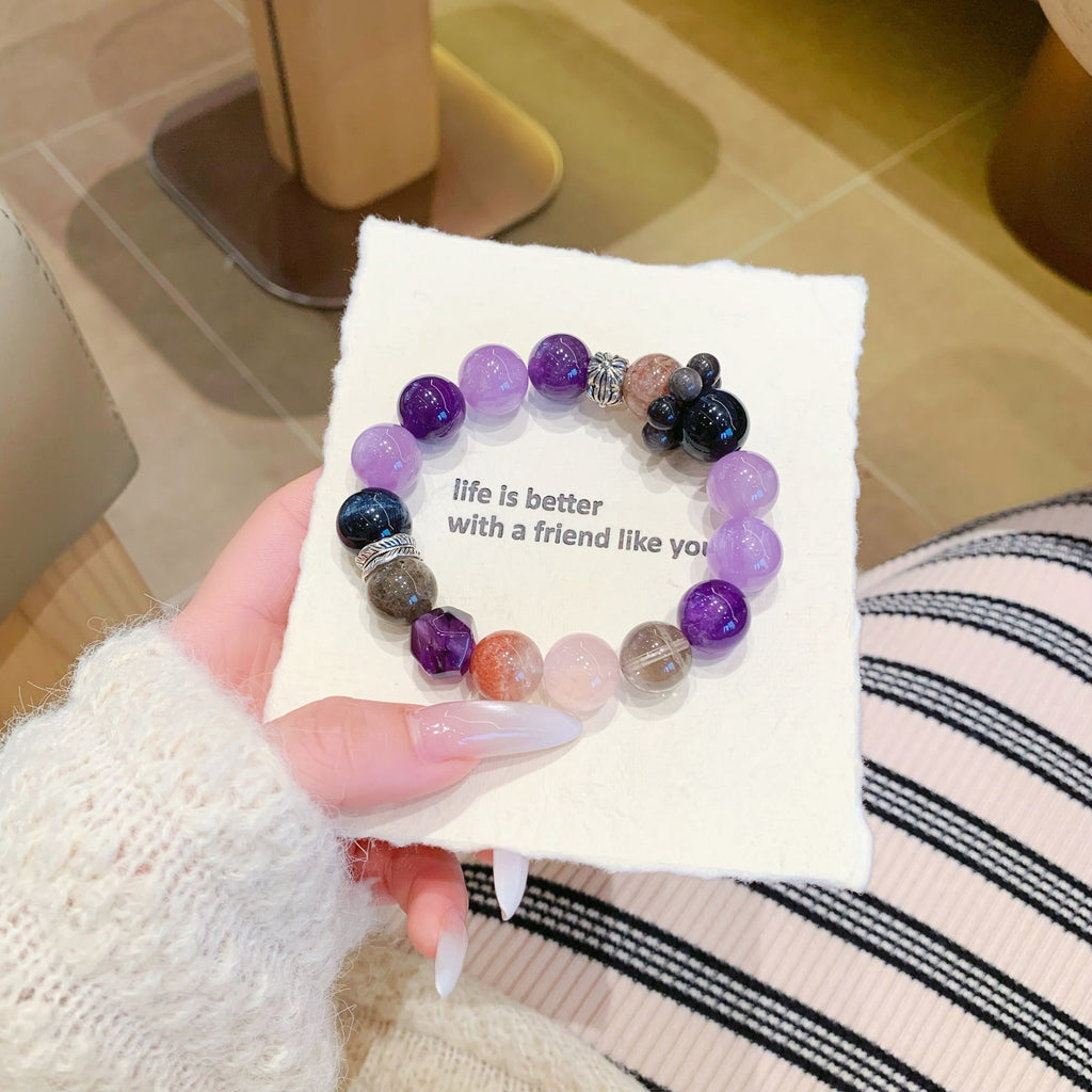 Purple Qi Dong Lai Natural Crystal Bracelet New diy Nine Purple Fire Single Circle Crystal Amethyst Crystal Bracelet