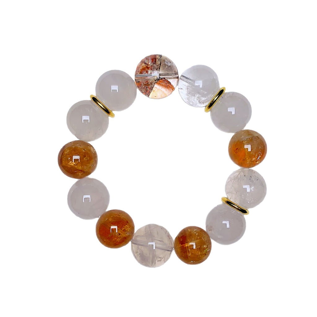 Natural Crystal Bracelet Natural Crystal Bracelet Cross-border hot Handmade Beaded Jewelry Yellow Gum Flower Multi-Gem Crystal Bracelet