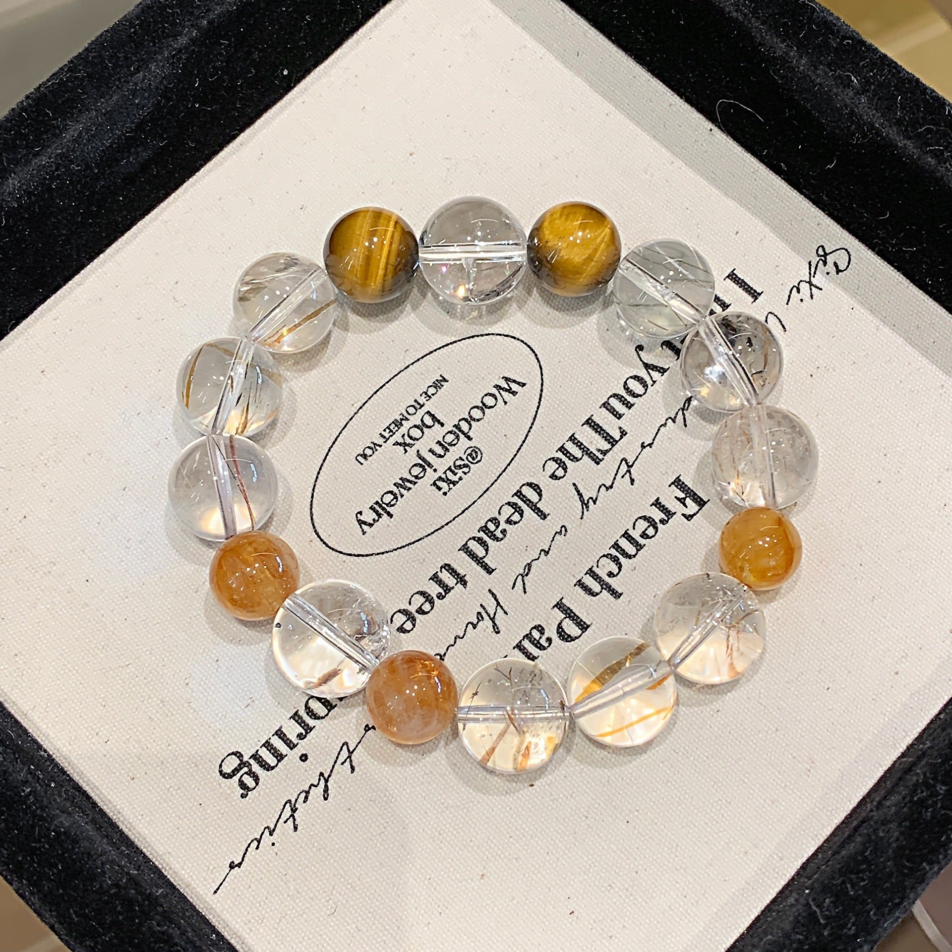 Natural Crystal Bracelet Autumn Original Design Bracelet Couple Style Gift for Girlfriend Black Gold Super Seven Crystal Bracelet