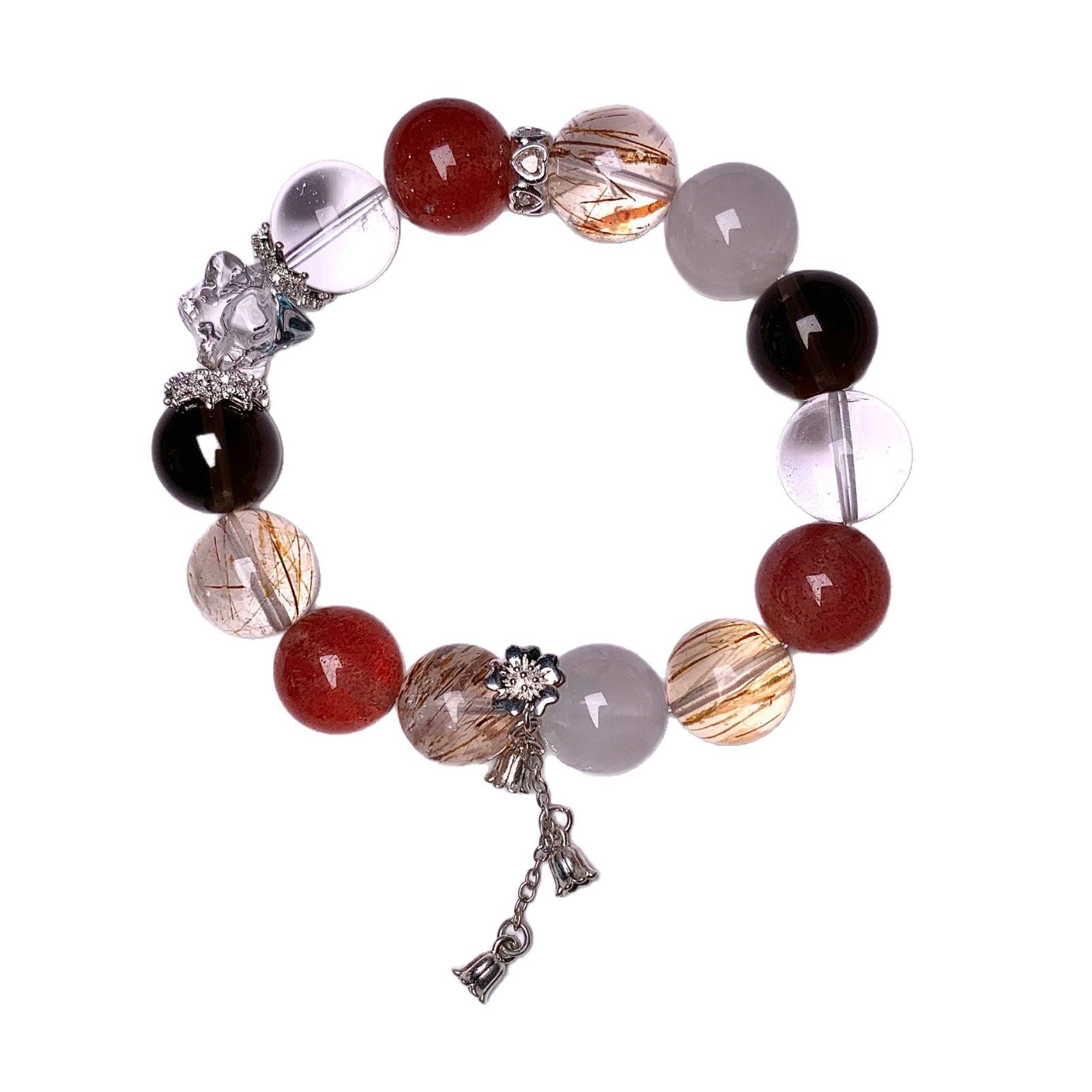 Natural Multi-Gemstone Crystal Fashion Versatile Women's Bracelet Hot-selling Exquisite Bracelet Original Design Strawberry Crystal Bracelet