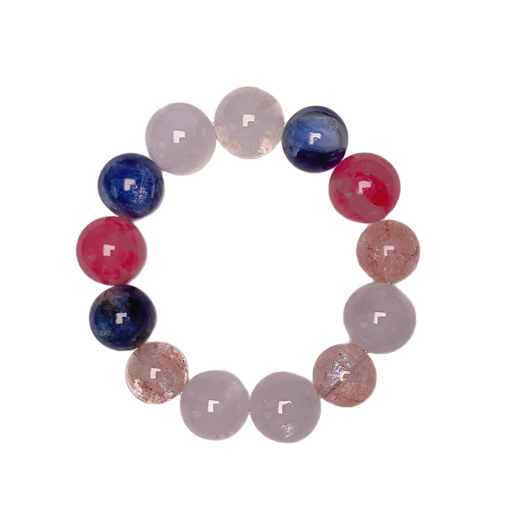 Macaron Color Series Pink Crystal with Pink Assai Milk White Crystal DIY Simple and Versatile Hand Jewelry String Crystal Bracelet