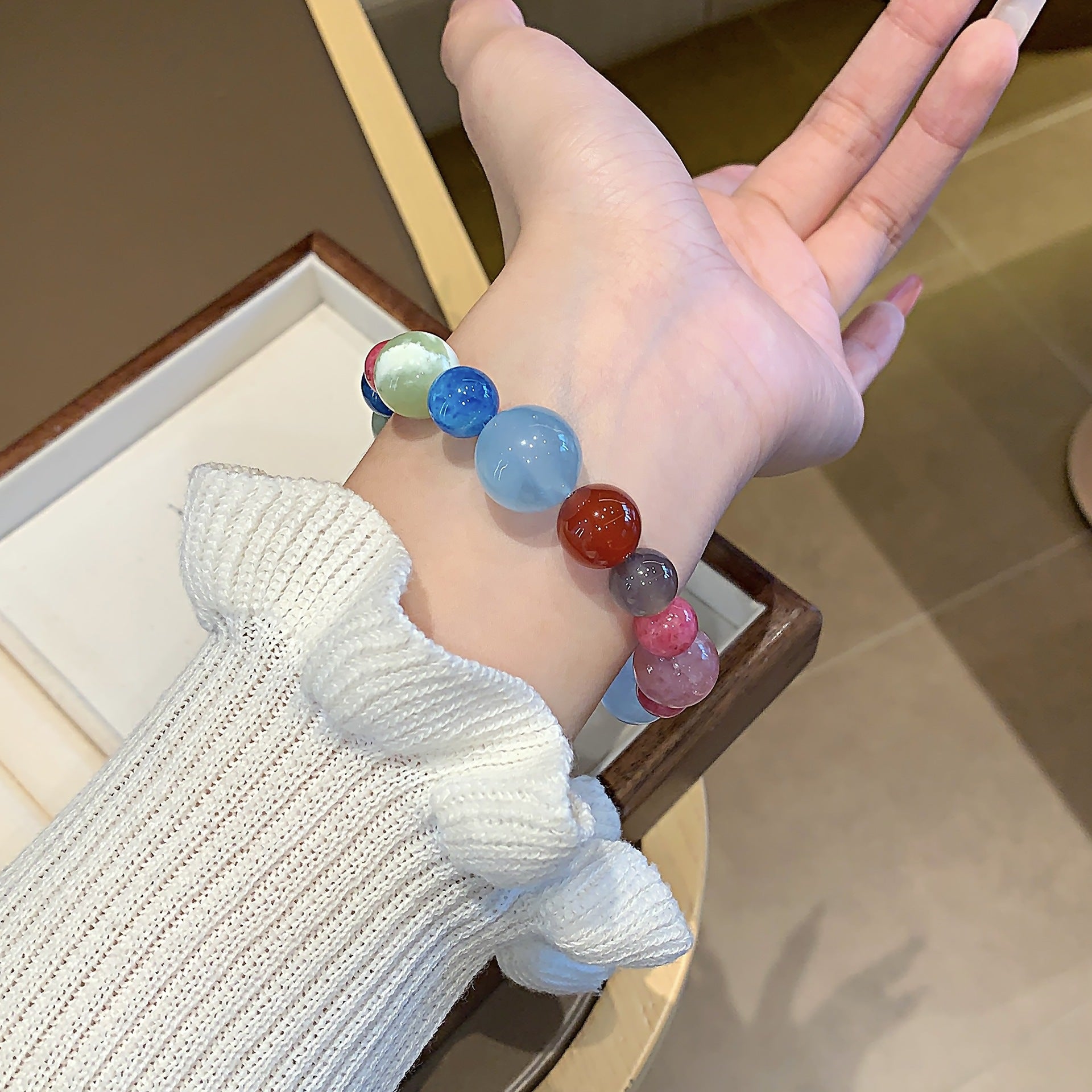 Sweet and Fresh Colorful Beaded Bracelet diy Handmade Beaded Niche Bracelet Xiuyu Natural Crystal Bracelet