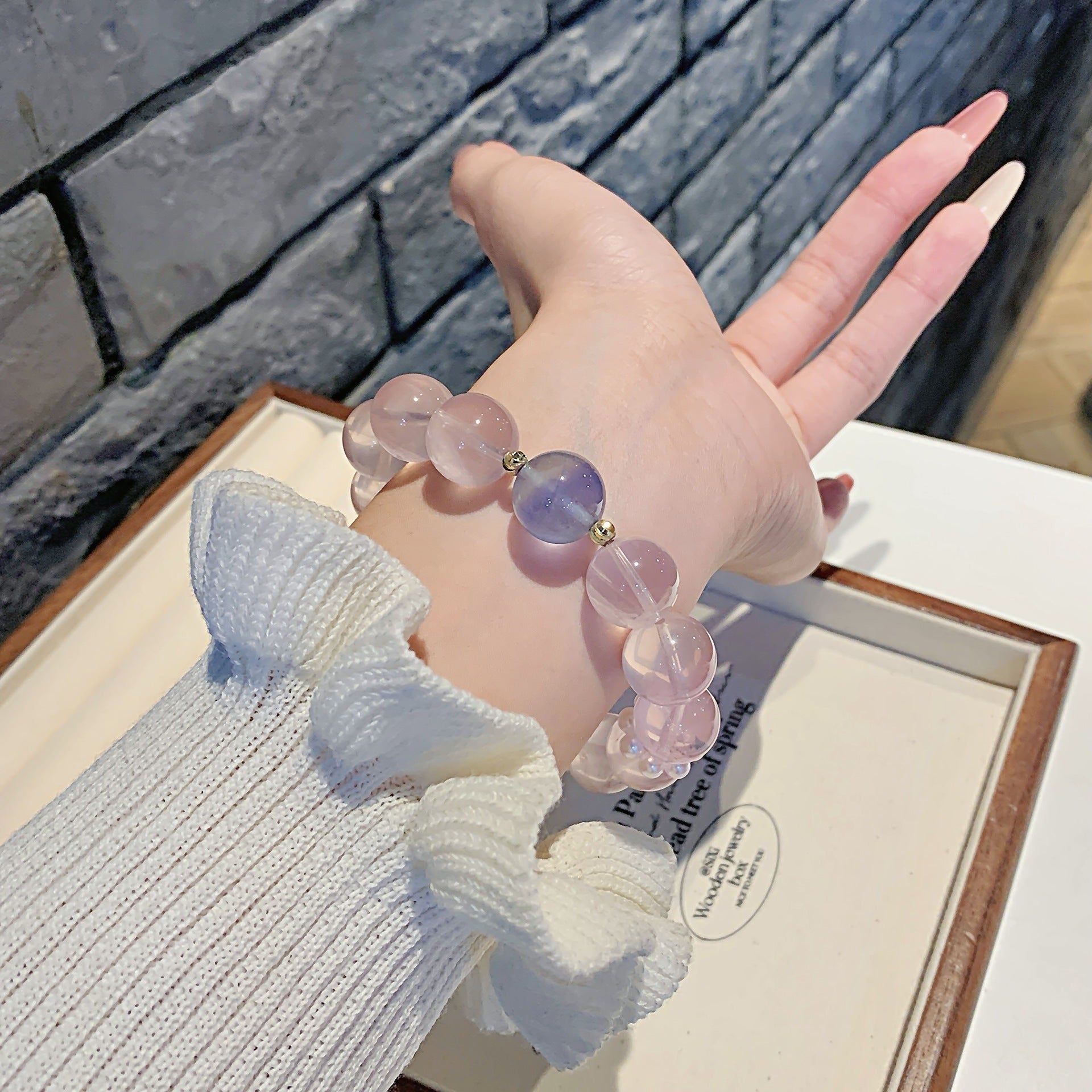 Natural Crystal Multi-Gemstone Bracelet Hot-Selling Jewelry Strawberry Rose Quartz Bracelet Fashion Versatile Style diy Jewelry Bracelet