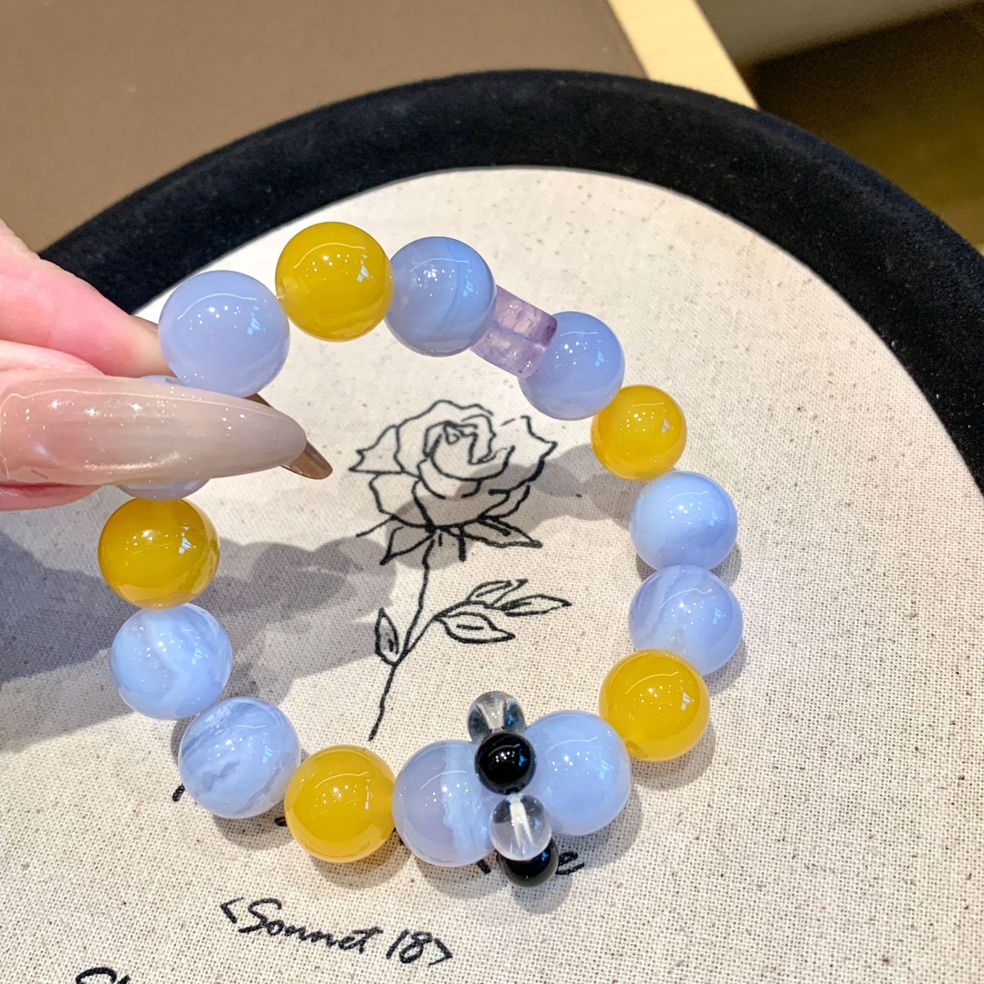 Natural Crystal Multi-Gem Bracelet Blue Agate and Yellow Agate Original Design Bracelet Manufacturer Wholesale Bracelets