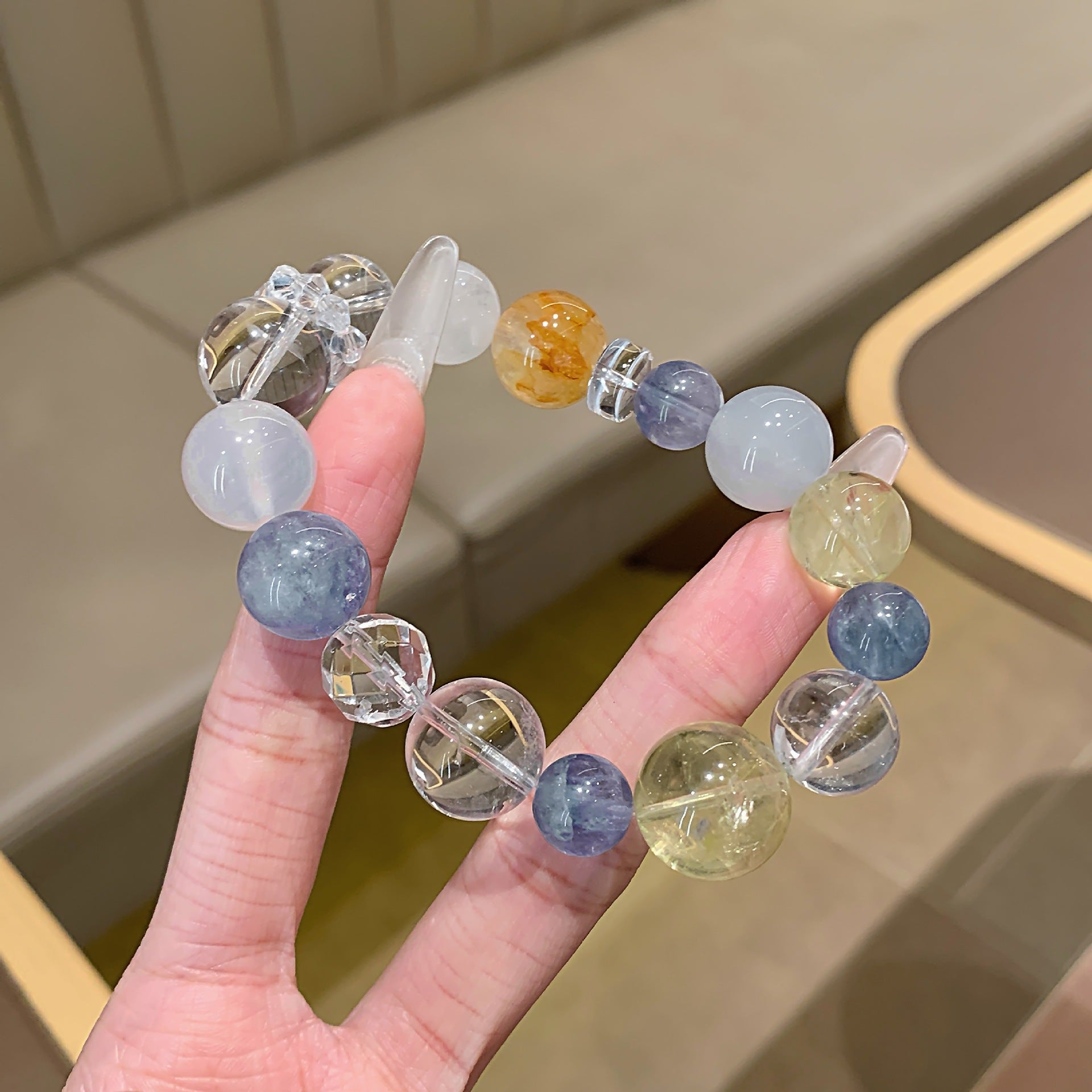 Original Design Natural Crystal White Crystal Chain TikTok Xiaohongshu Hot-Selling Light Luxury Ketang Crystal Bracelet Wholesale