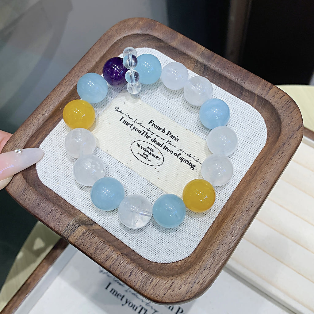 Duobao Natural Crystal Bracelet TikTok Xiaohongshu Direct Hot-Selling Crystal Chain Jewelry Aquamarine Crystal Bracelet