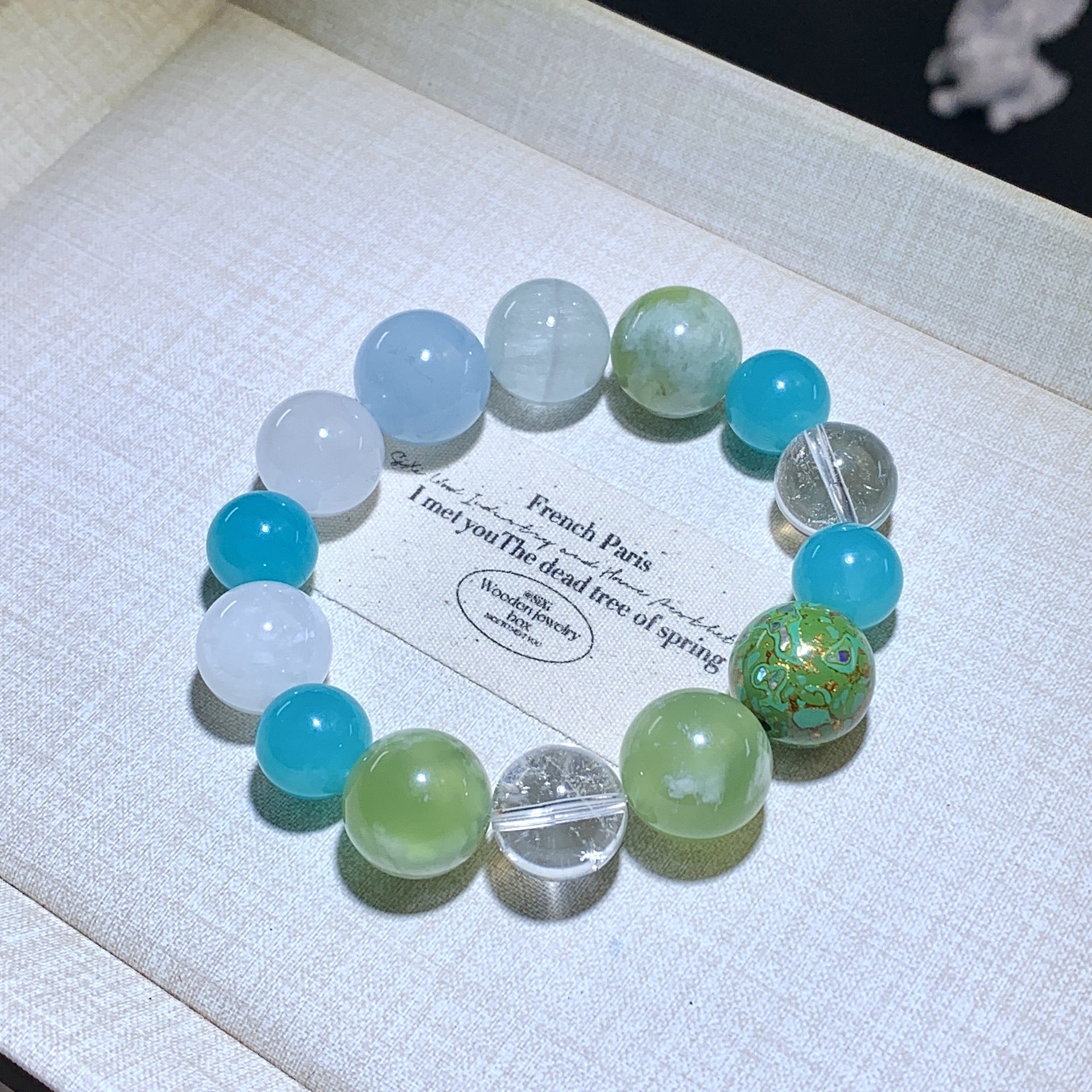 Original Design Natural Crystal Large Grain Multi-Gemstone14mm Large Bead Bracelet Jewelry Chain Factory Direct Wholesale