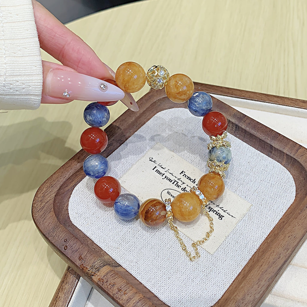 Natural Yellow Gum Flower Crystal Beads Semi-finished Handcraft Jewelry diy Accessories Wholesale Yellow Gum Flower Bracelet Original Design