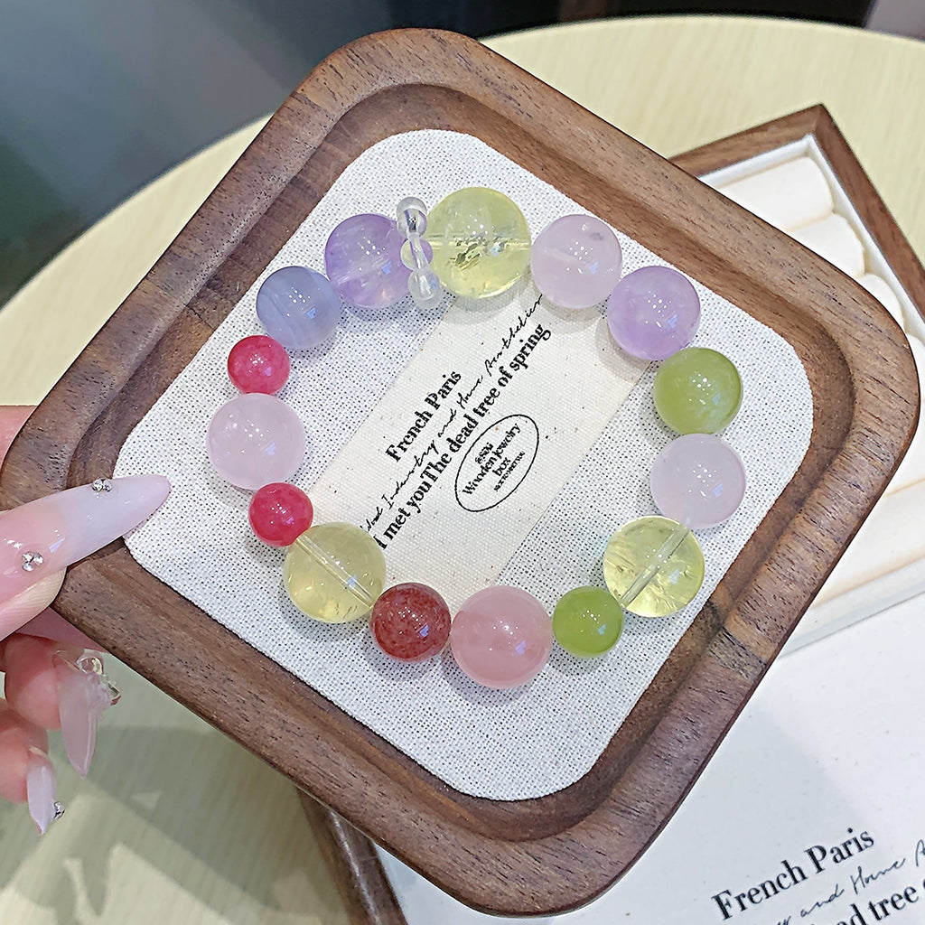 Pink Crystal Bracelet for Women Peach Blossom Crystal Jewelry Gift for Best Friend's Birthday Pink Quartz diy Bracelet