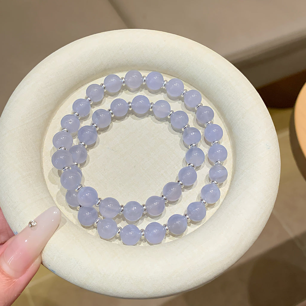 Natural Crystal Bracelet Jewelry Bracelet Niche High-Grade Blue Bracelet Wholesale Blue Agate Crystal Bracelet