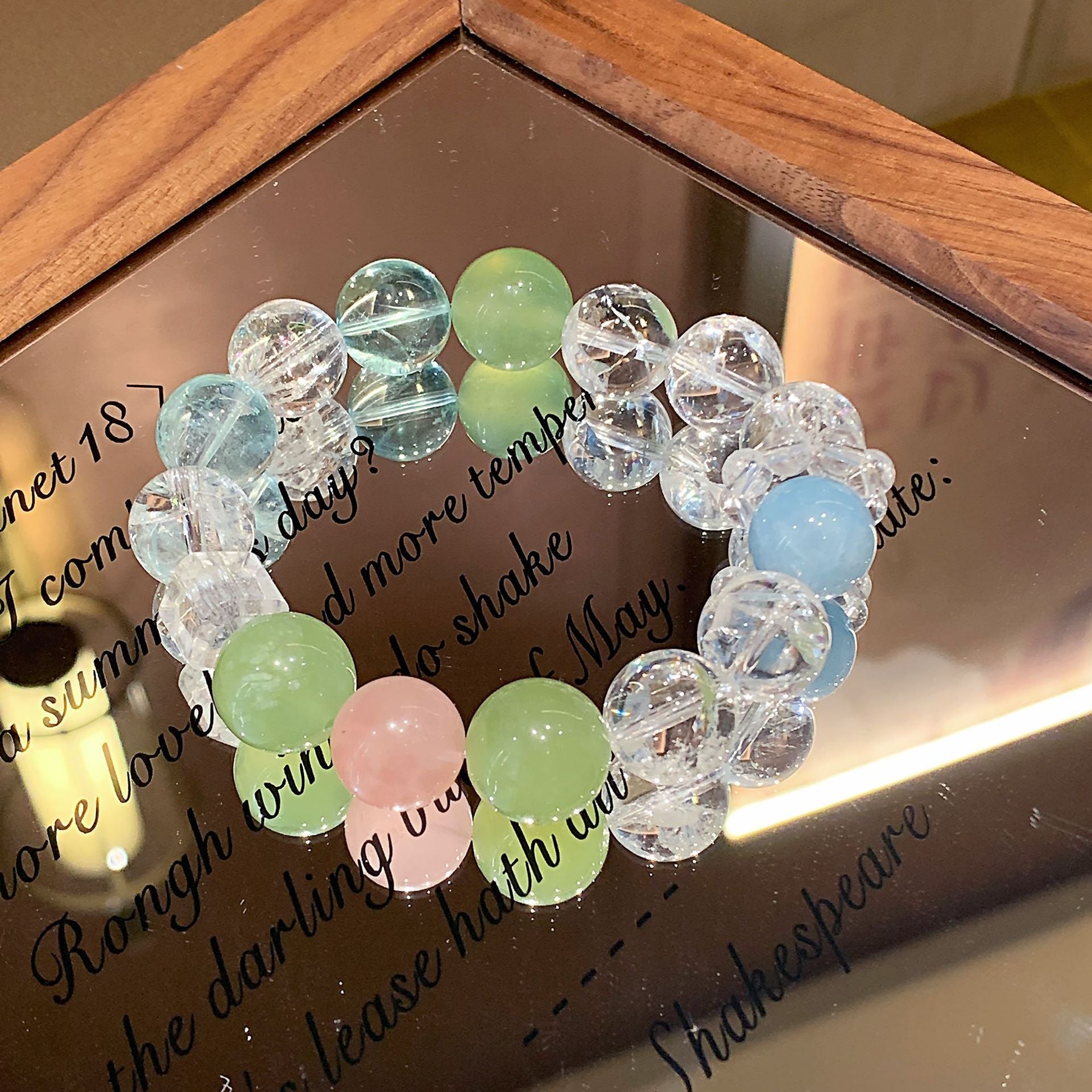 Natural Aquamarine Multi-Gem Bracelet Hot-Selling Jewelry White Crystal Bracelet Design Green Fluorite Bracelet Gift