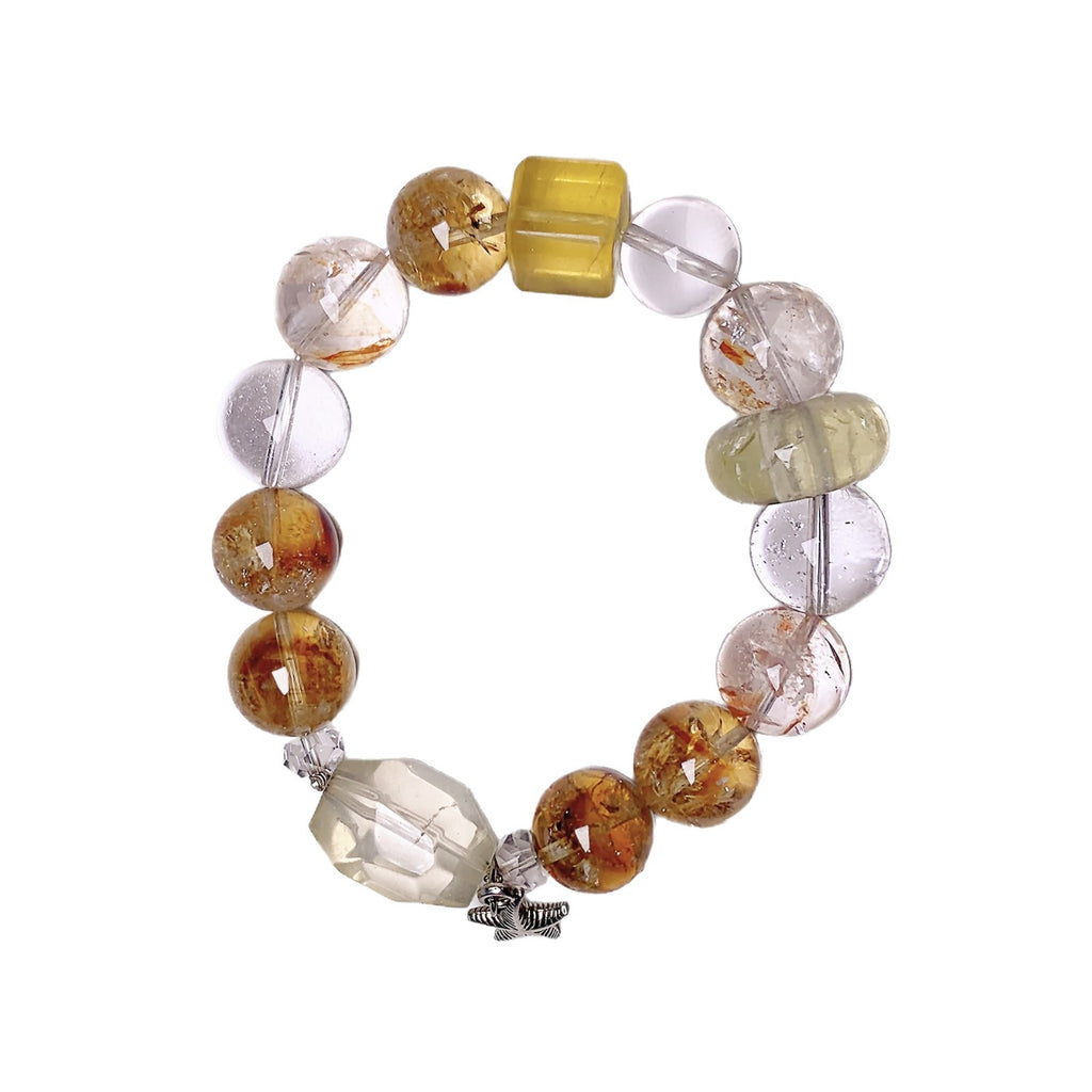 Natural Yellow Pagoda Crystal Multi-Gem Bracelet Fortune Design Jewelry Crystal Bracelet Hot-Selling Hand Jewelry diy Crystal Beads