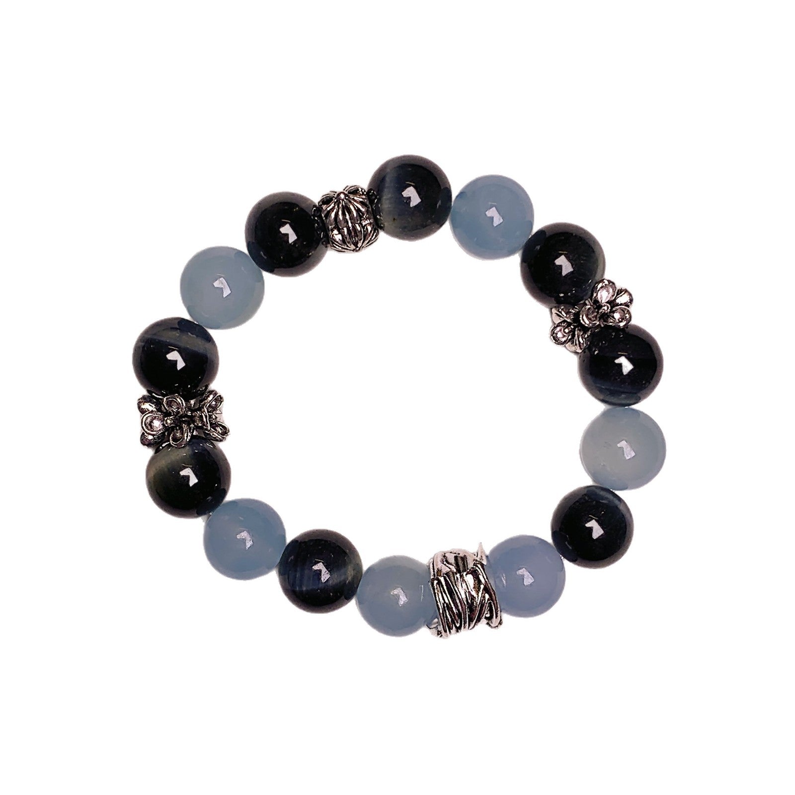 Junyu High-End Cool Style Natural Aquamarine Bracelet Blue Tiger Eye Bracelet Niche Design Aquamarine Bracelet