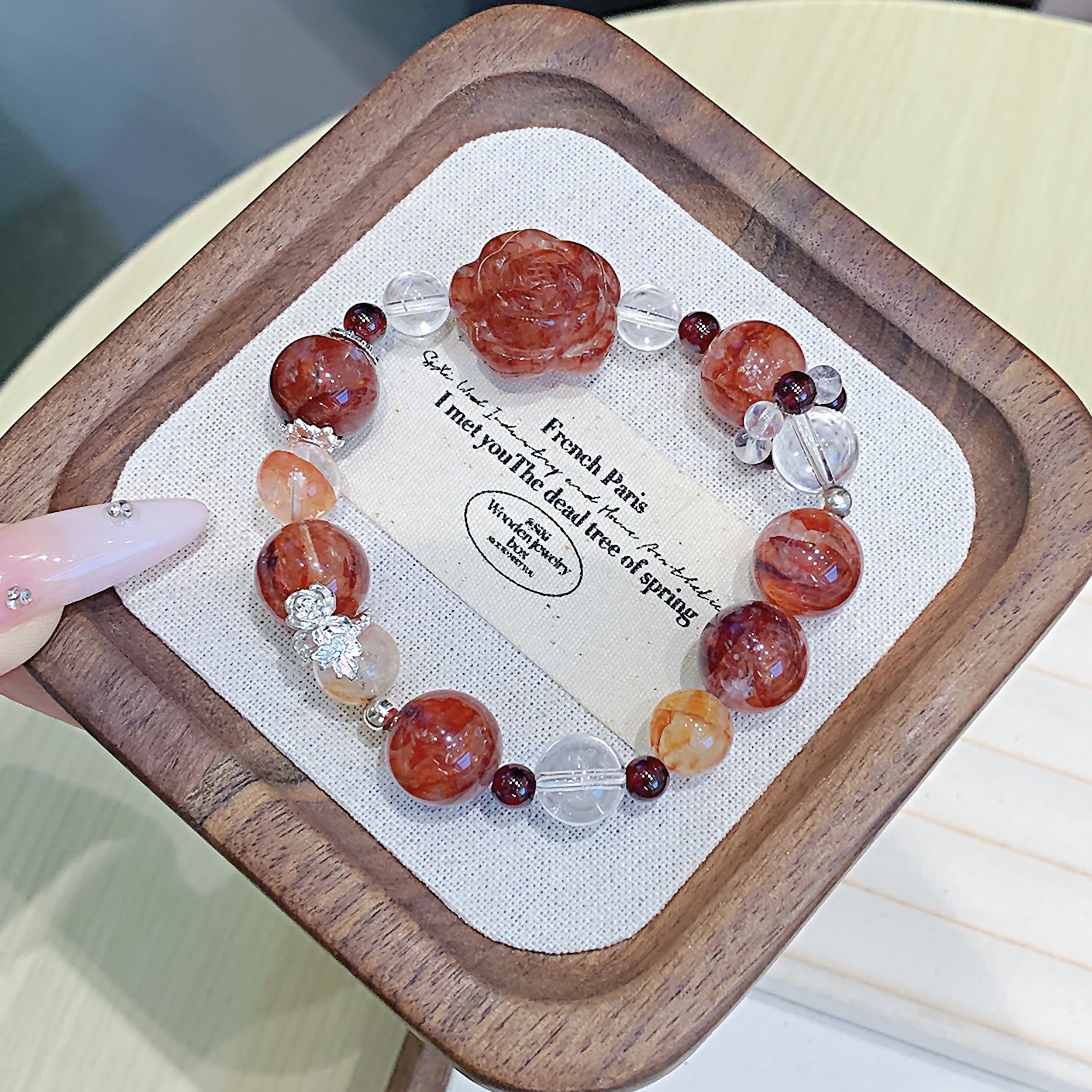 Original Design Red Gum Flower Bracelet Natural Crystal Bracelet diy Hot-Selling Bracelet High-end Bracelet for Women