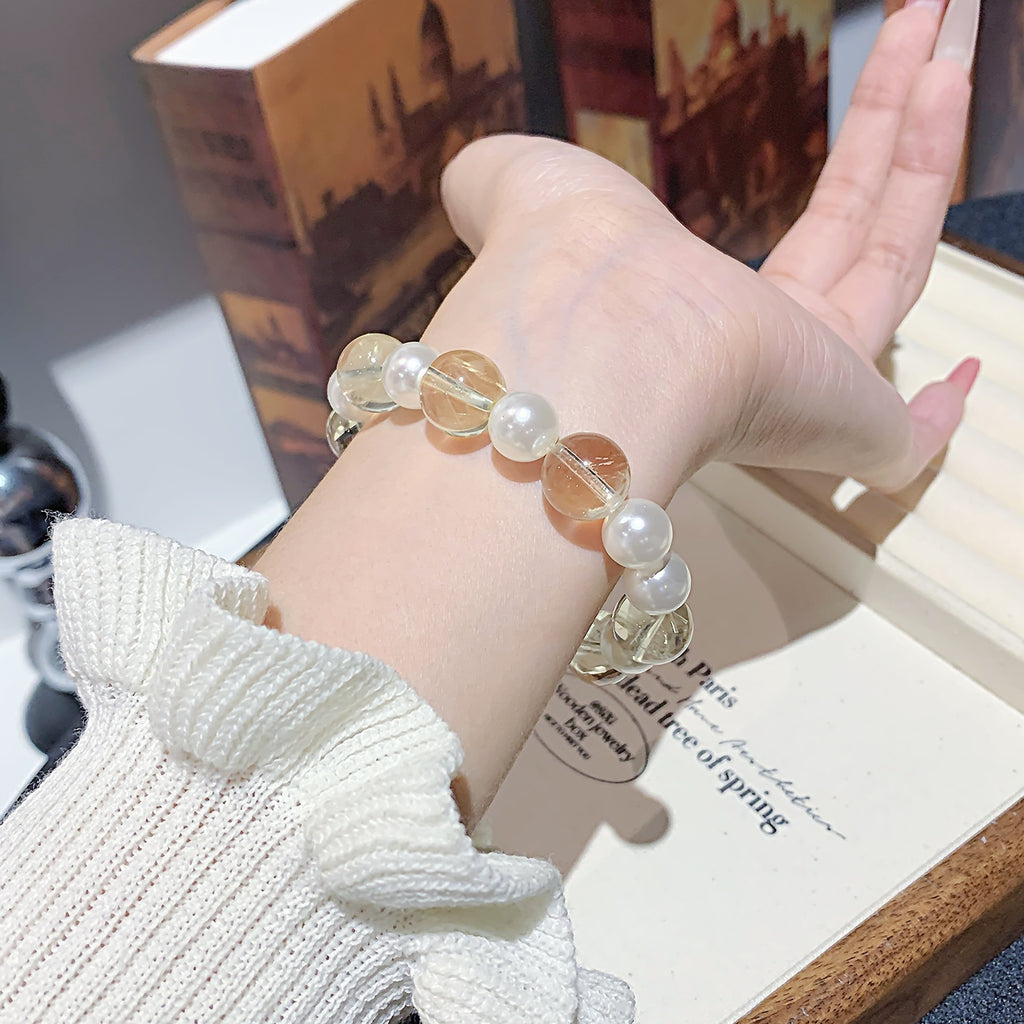 Lemon Crystal Series Natural Lemon Crystal Jewelry Bracelet for Women Versatile High-End Feel Bracelet diy Jewelry Crystal String