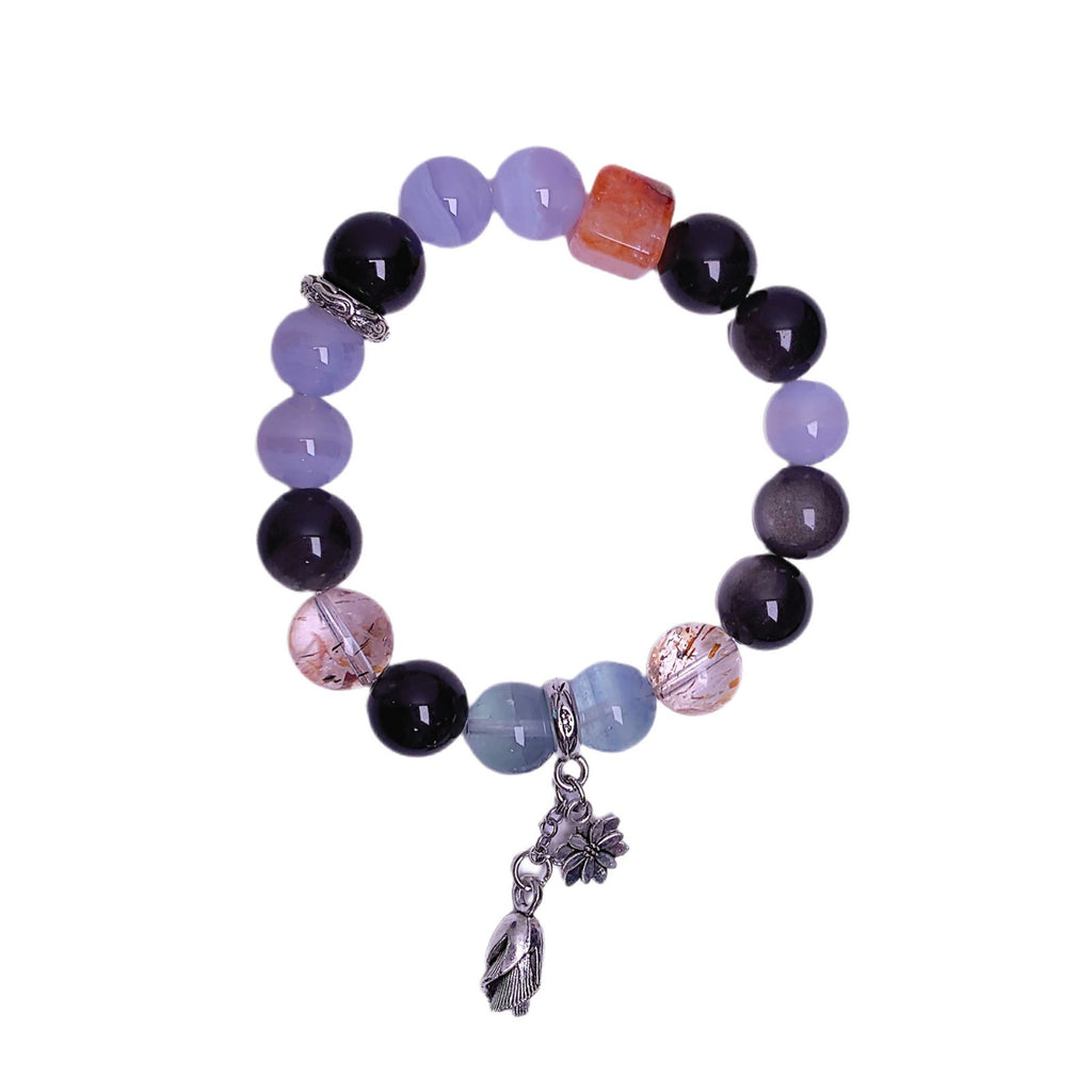 Natural Blue Agate Crystal Hand Jewelry Cross-border Hot-Selling Light Luxury Crystal Bracelet diy Multi-Gemstone Crystal Bracelet