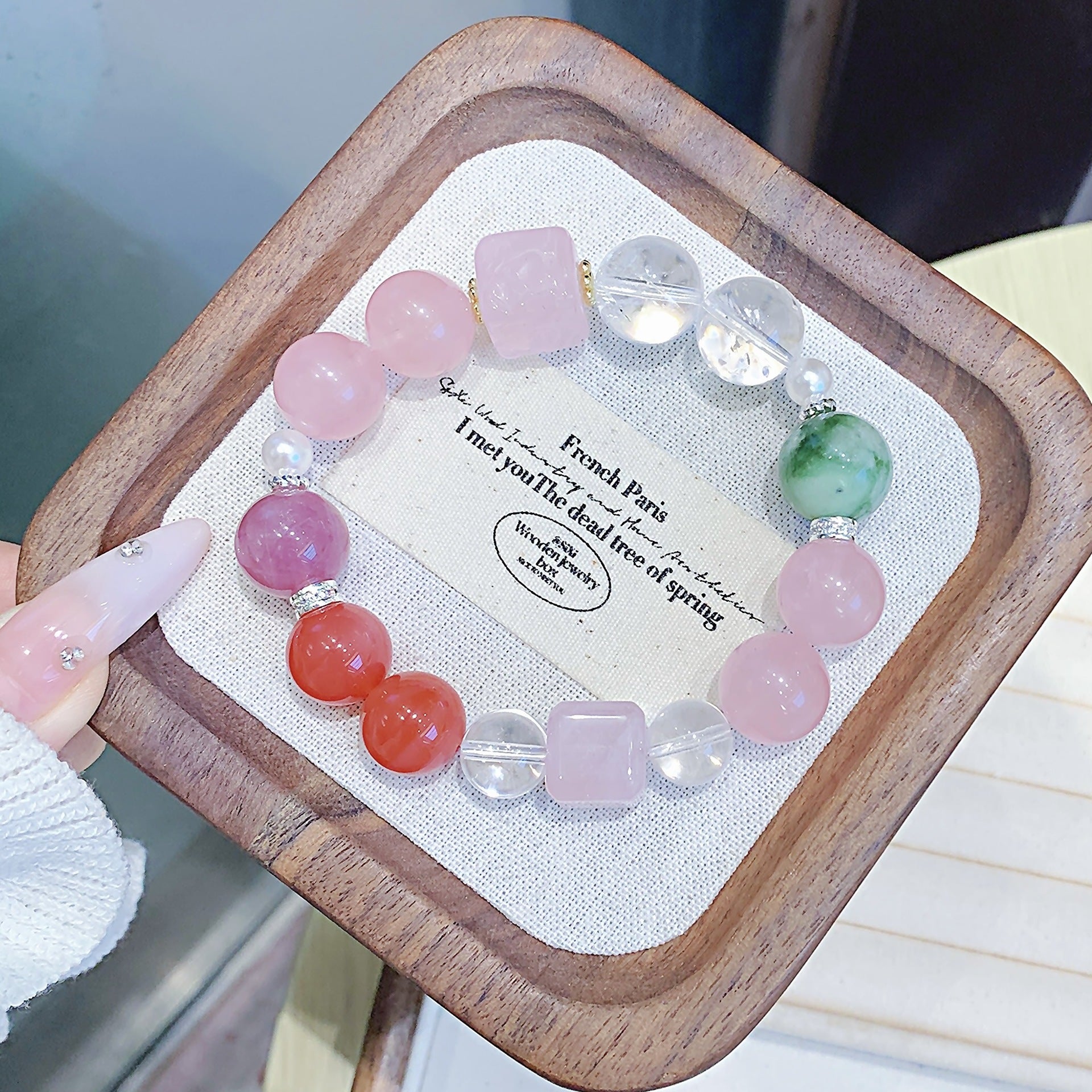 Natural Fresh Pink Quartz Bracelet Versatile High-End Feel Bracelet Gift Popular Crystal diy Handmade Crystal Chain