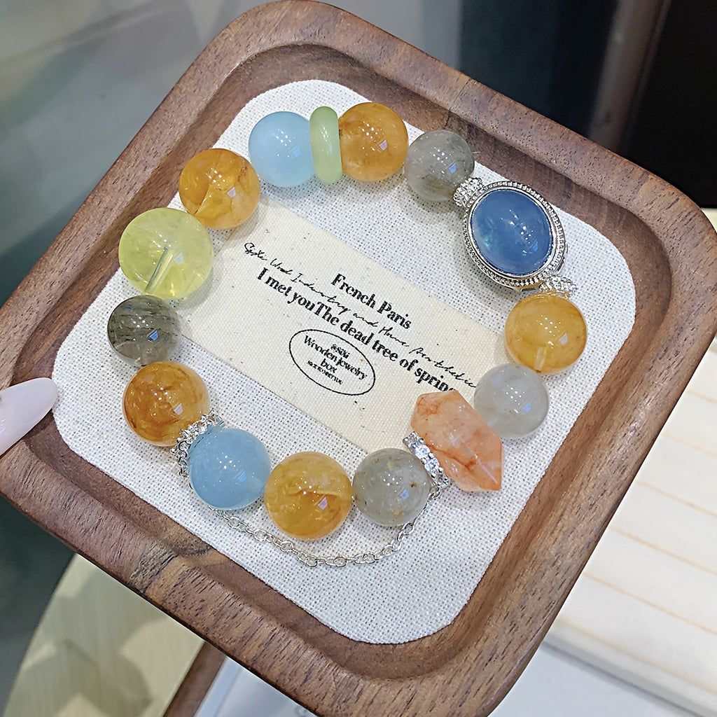 Autumn New Yellow Gum Flower Crystal Bracelet Seasonal Matching Jewelry Chain Hot-Selling Jewelry Chain Yellow Gum Flower Bracelet