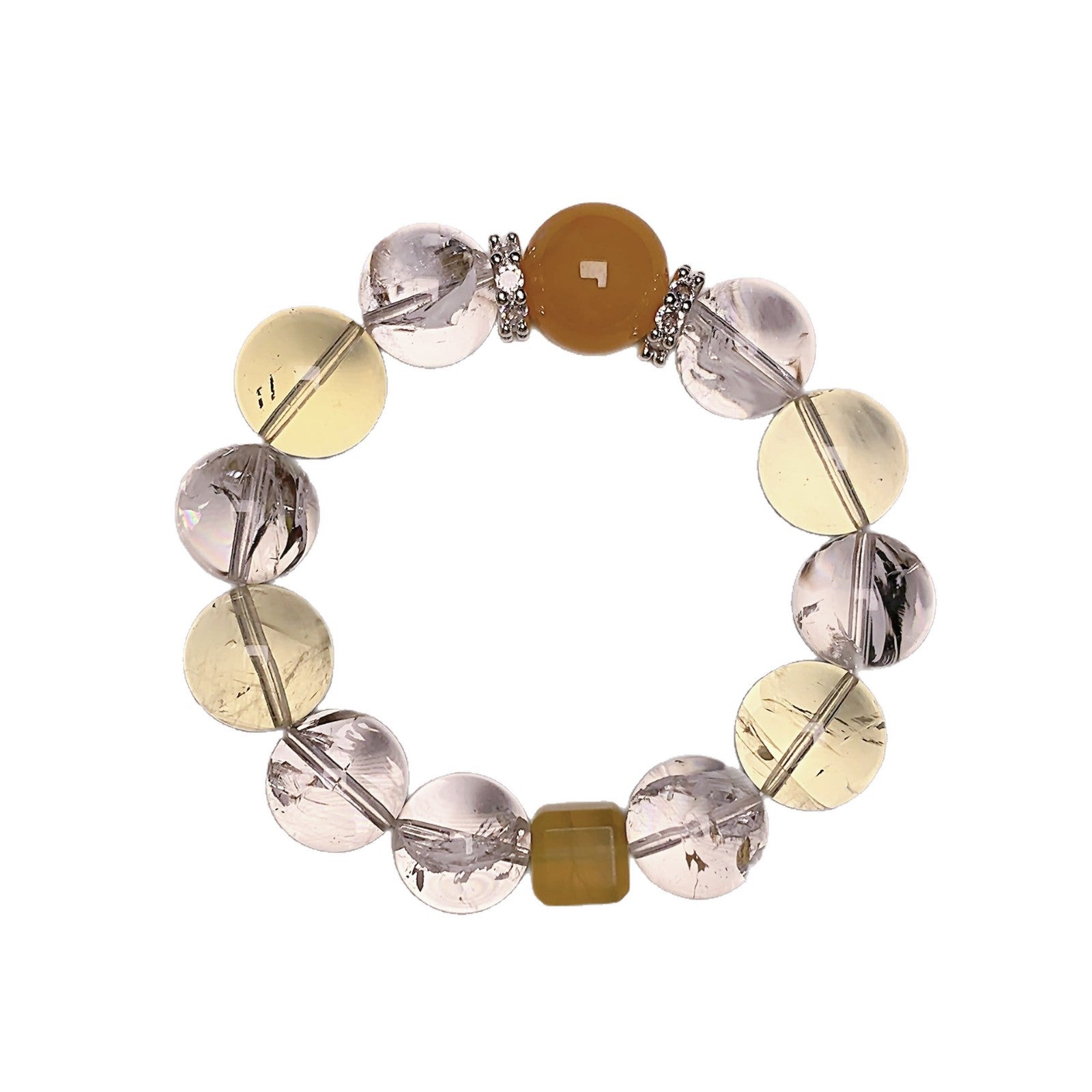 Gentle Pink Series DaZuobao Natural Lemon Quartz Bracelet Large White Phantom Crystal Women's Jewelry String