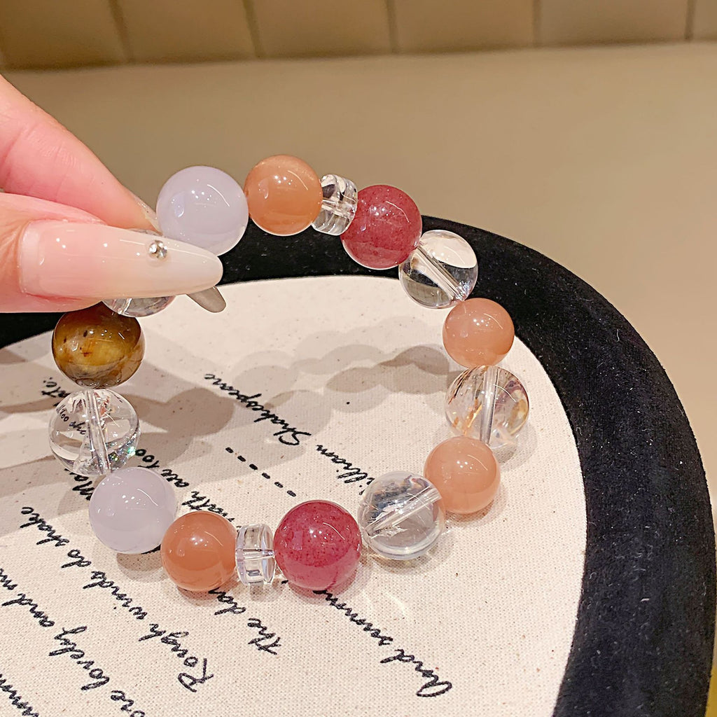 Original Natural Strawberry Crystal Bracelet Duobao Bracelet Simple Design TikTok Live Source Crystal Bracelet Wholesale