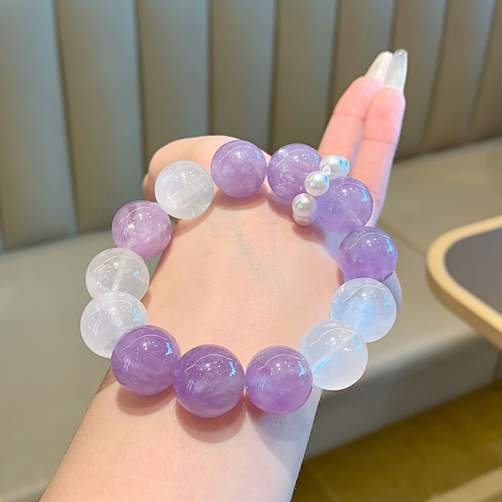 Natural Crystal Bracelet White Phantom with Amethyst Original Hand Jewelry Chain Hot-Selling Hand Jewelry Crystal Bracelet Crystal